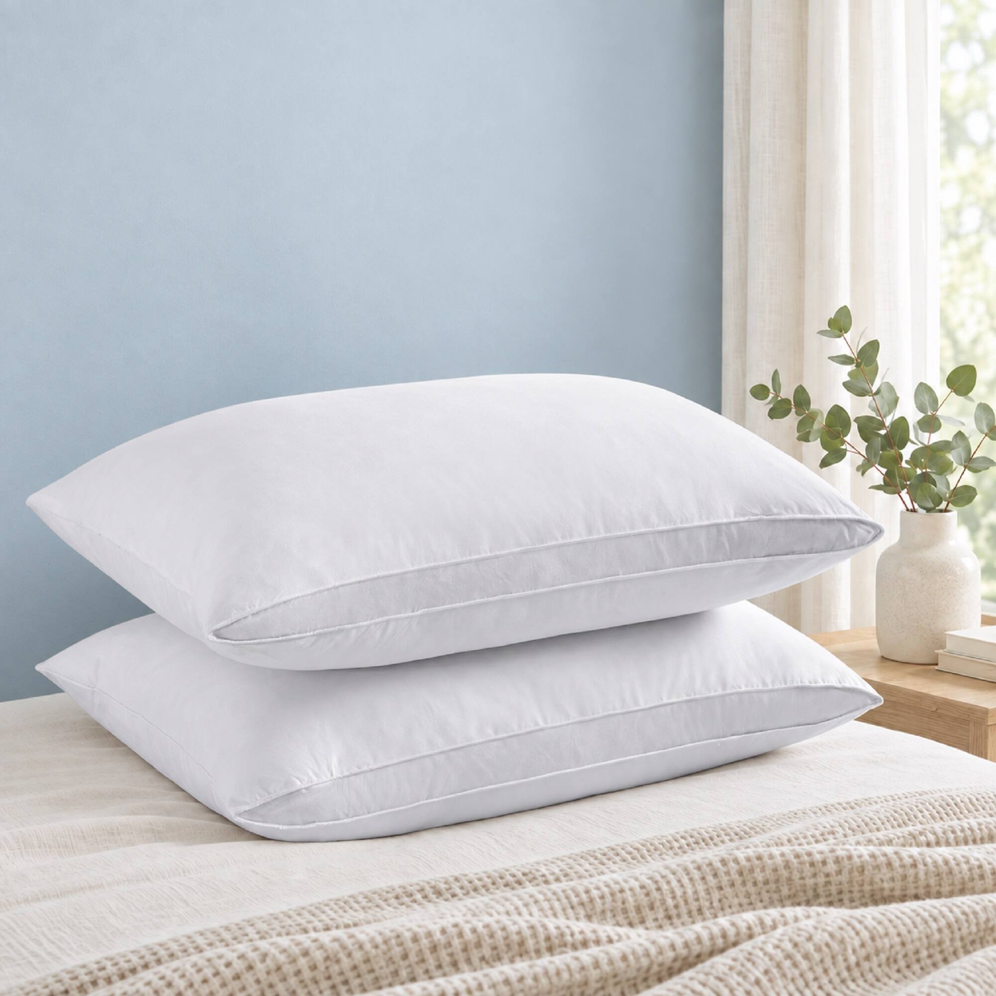 Front. Peace Nest - Peace Nest Gusseted Goose Down Feather Pillows Set of 2 - White.