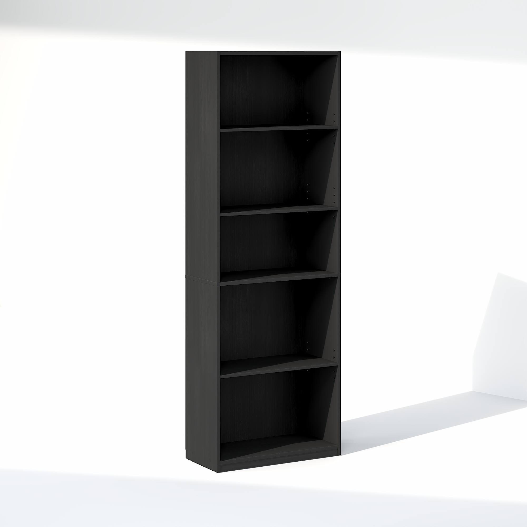 Alt View 4. Furinno - GEHRY 5-Tier Media Storage, CD DVD Media Tower, with Adjustable Shelves, for Living Room, Home Office - Blackwood.