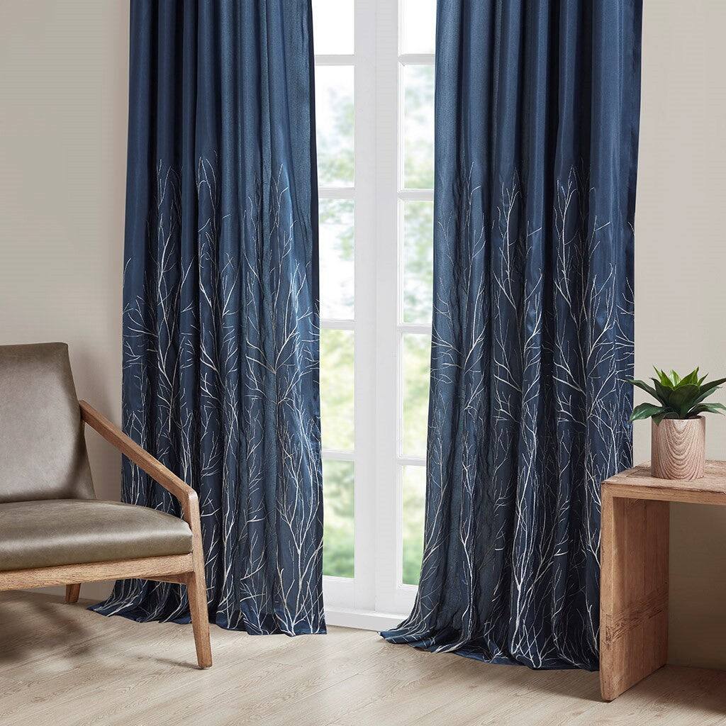 Alt View 1. BreeBe - Curtain Panel(Only 1 Pc Panel) - White+Blue.