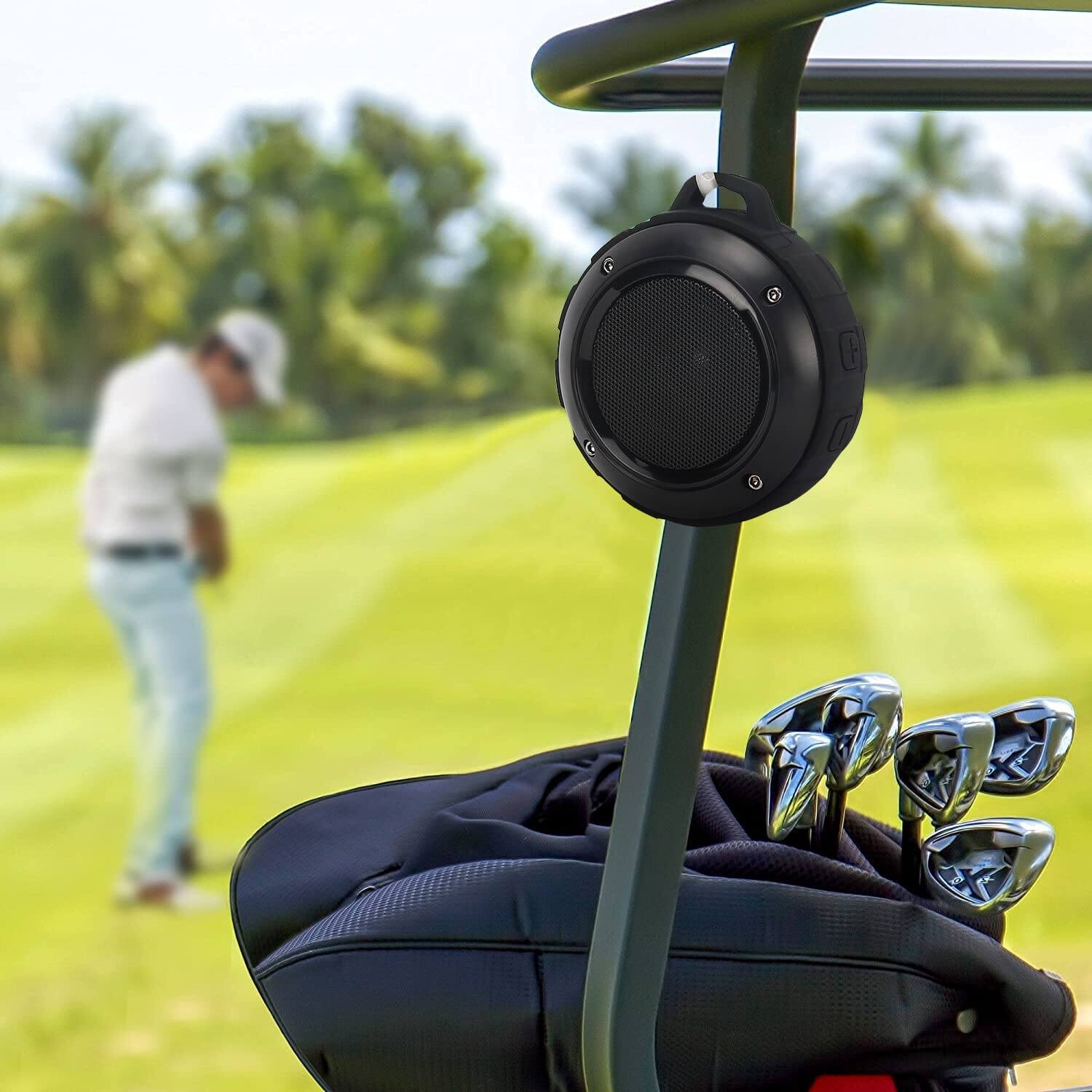 Back. Pacoar Cade - Outdoor Waterproof Wireless Portable Shower Travel Bike Subwoofer Enhanced Bass Built Mic Bicycle Riding Sports - Red.