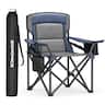 Songmics Home - Oversized Lumbar Support Camping Chair, Heavy-Duty Outdoor Folding Chair Comfortable, Padded, Glamping, Cooler Bag - Harbor Blue