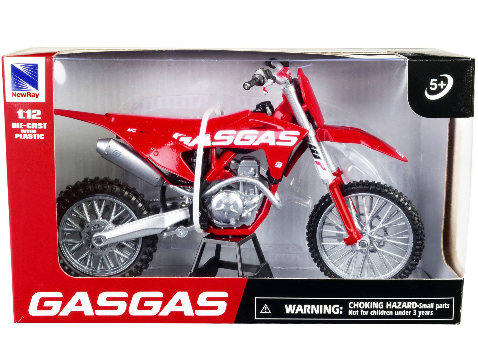 NewRay 5+ 1:12 DIE-CAST WITH PLASTIC MC T C SGAS E G P  
GASGAS  
WARNING: CHOKING HAZARD-Small parts Not for children under 3 years