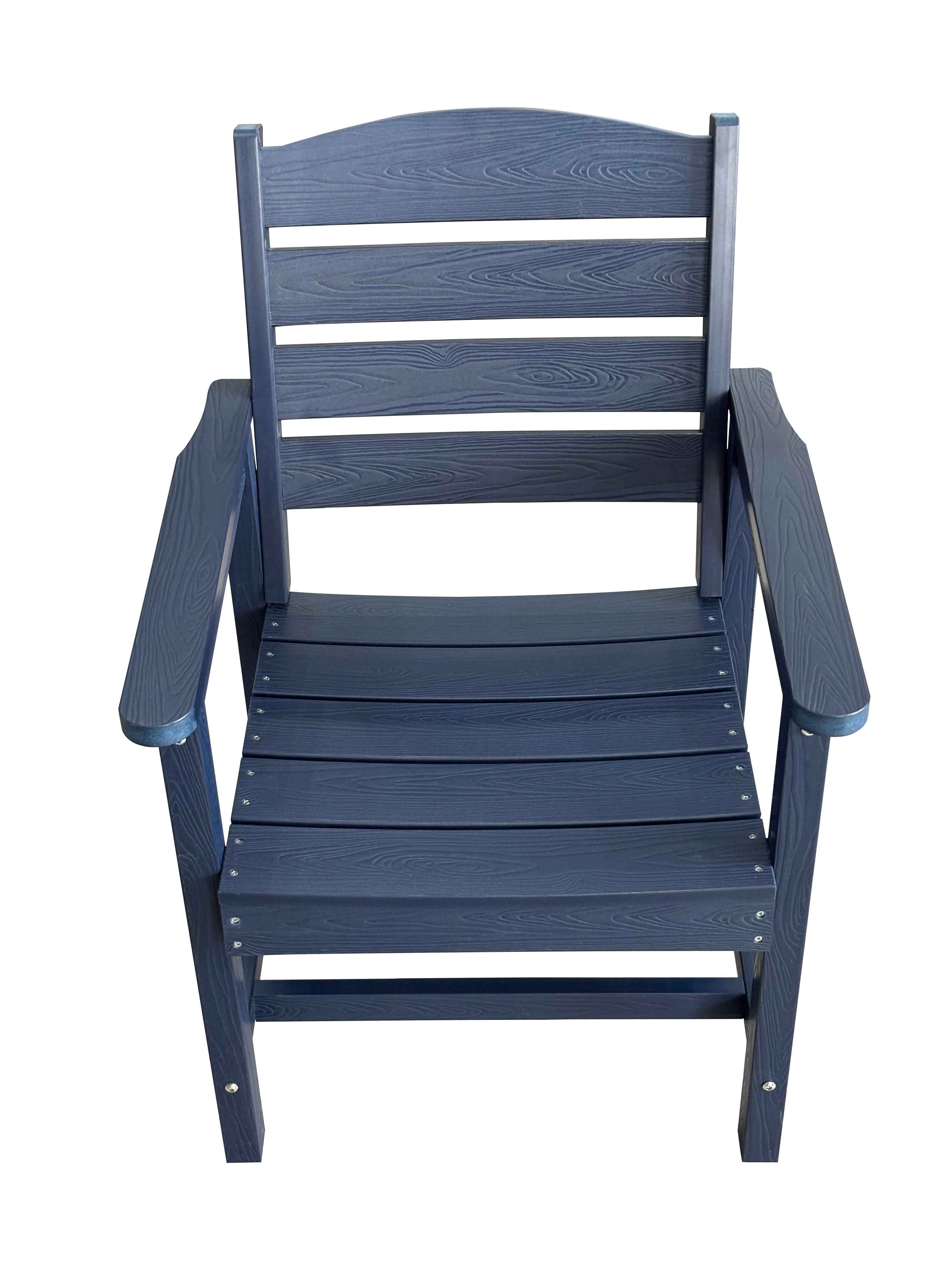 Alt View 6. Fortune Candy - Poly Lumber Patio Dining Set, 36.2" Table & Slat Back Chairs with Umbrella Hole, Weather-Resistant（Navy Blue, 5-piece) - Navy Blue.