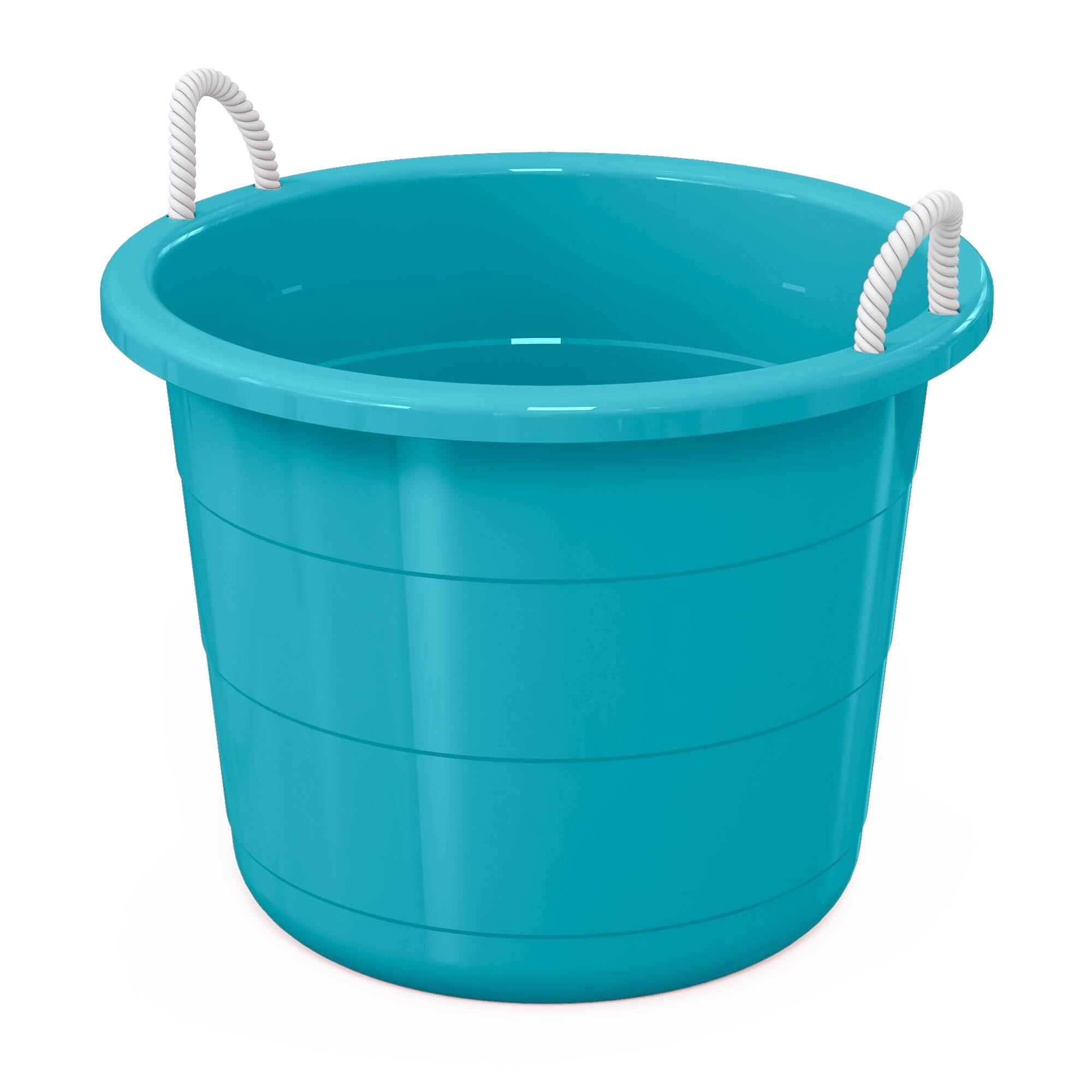 Alt View 4. Life Story - Life Story 17 Gallon Round Open Storage Bucket with Rope Handles, Teal, 8 Pack - Teal.