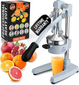 Zulay Kitchen - Cast-Iron Manual Citrus Press & Orange Squeezer Juicer - Periwinkle