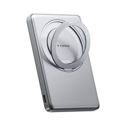 TORRAS - Minimag O-Ring Stand 5,000mAh Magnetic Wireless Power Bank – Ultra-Compact Portable Charger - Gray