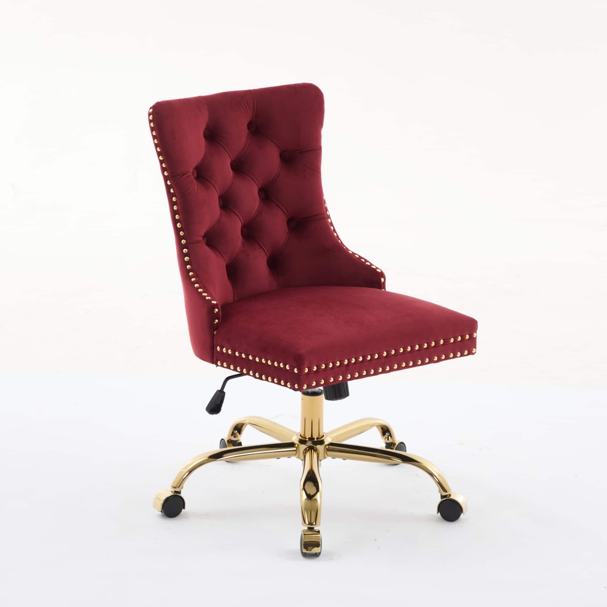 GOODSILO - Modern Velvet Upholstered Office Chair with Tufted Button Design and Golden Metal Base for Home Workspace
