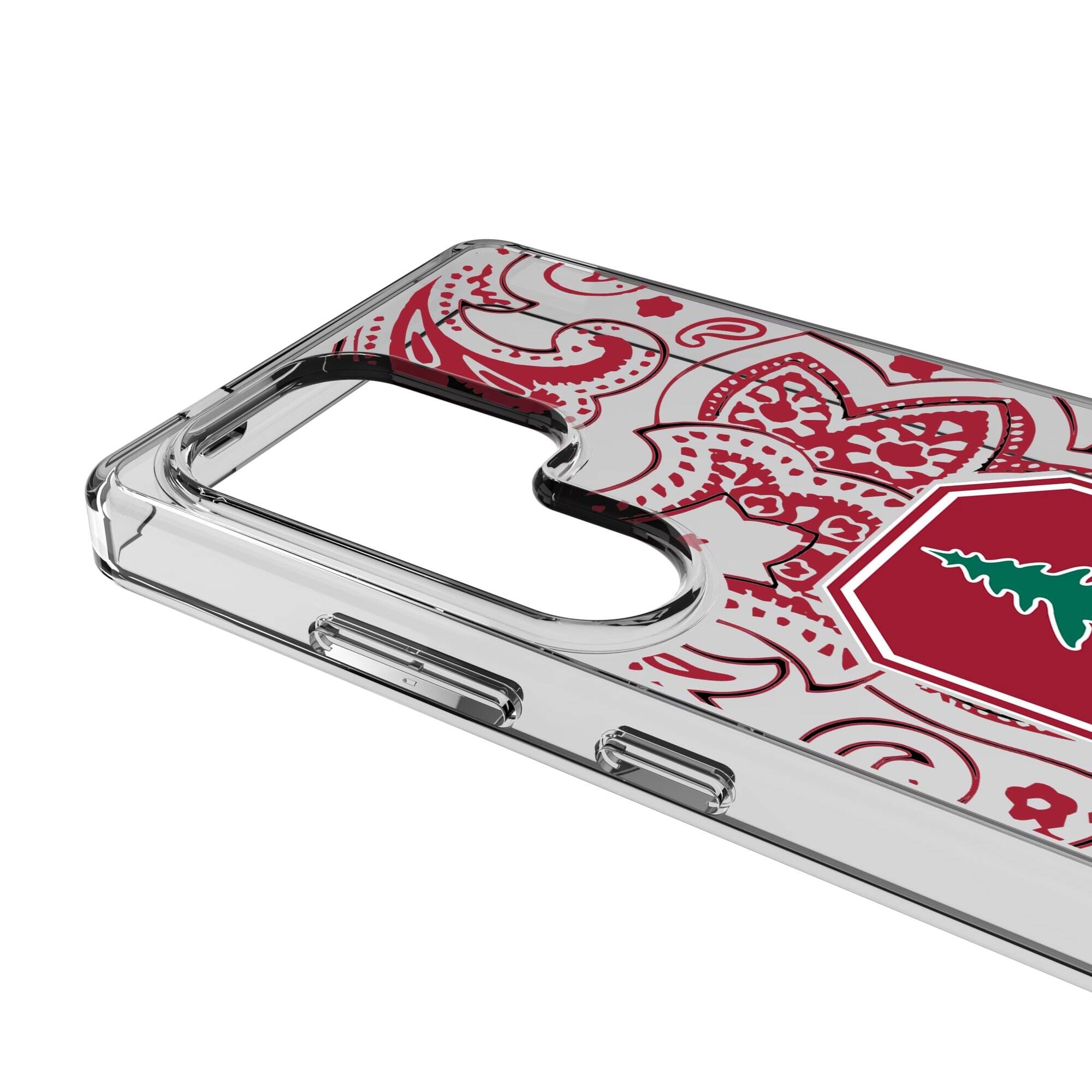 Alt View 2. Keyscaper - Stanford Cardinal Paisley Galaxy Clear Case - S23 Ultra - Multicolor.