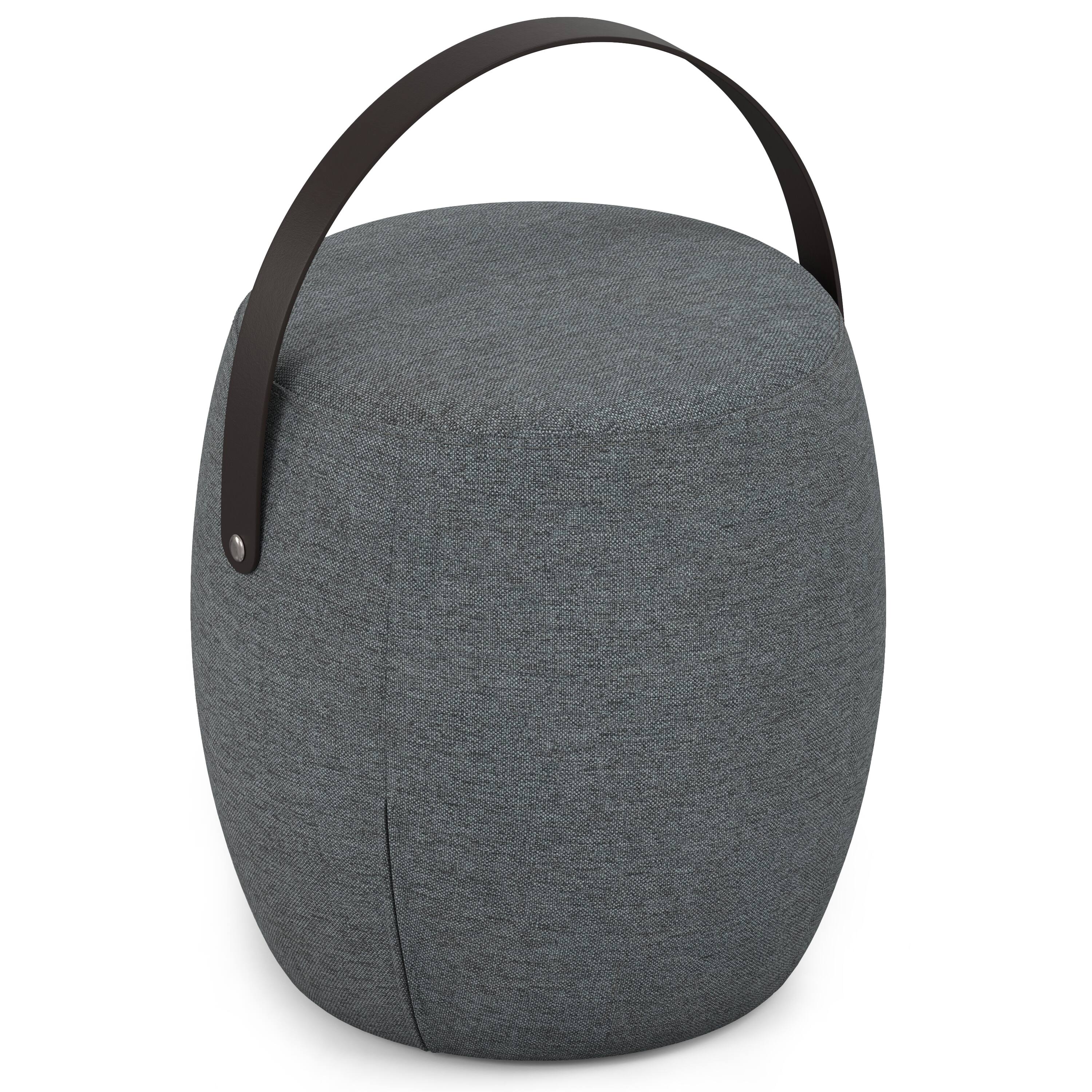 Alt View 2. Simpli Home - Ramsay 16 inch Wide Contemporary Irregular Footstool in Grey  Linen Look Fabric, Fully Assembled - Grey.