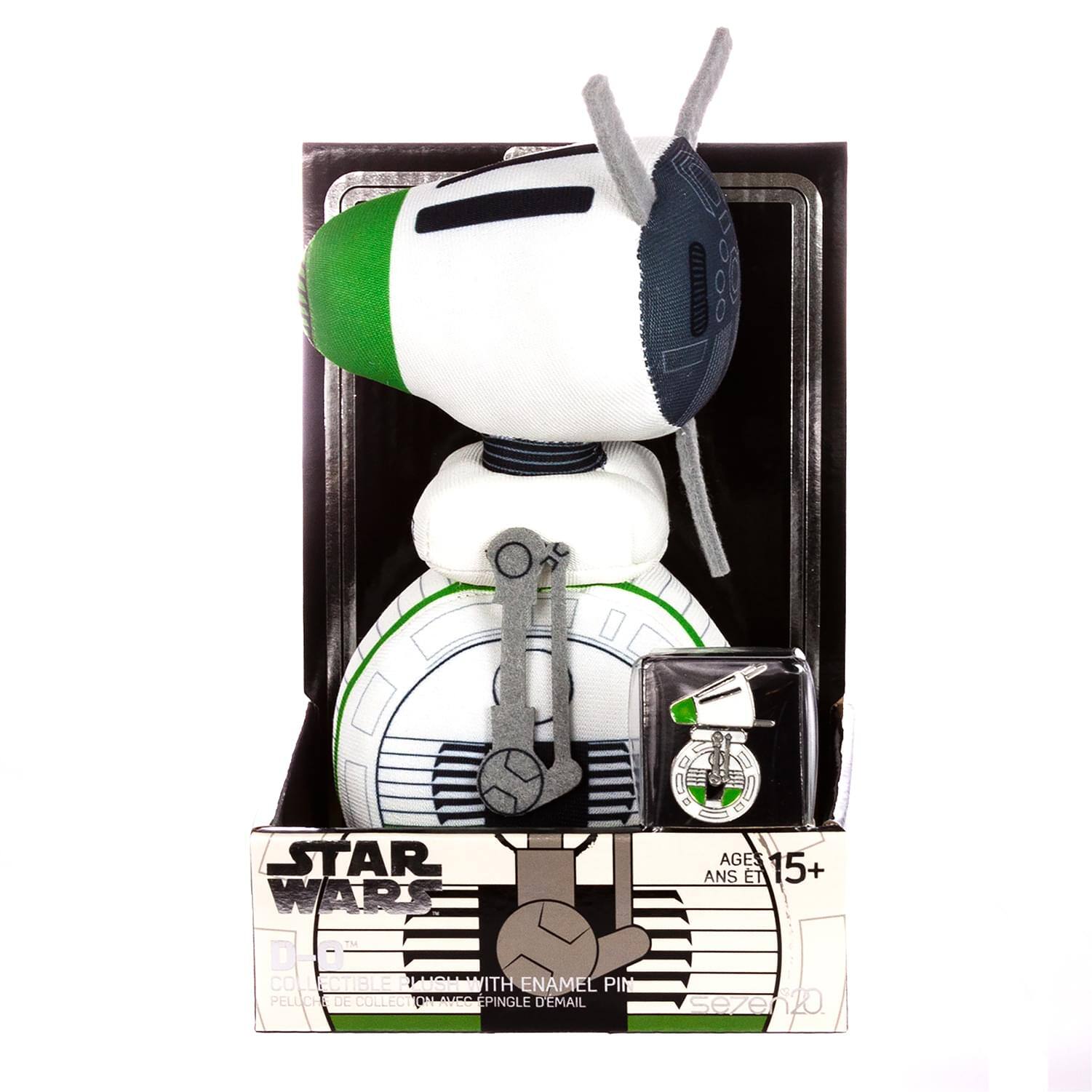 STAR WARS™  
COLLECTIBLE FLUSH WITH ENAMEL PIN  
PELUCHE DE COLLECTION  
EC EPINGLE D'EMAIL  
AGES 15+  
ANS ET 15+