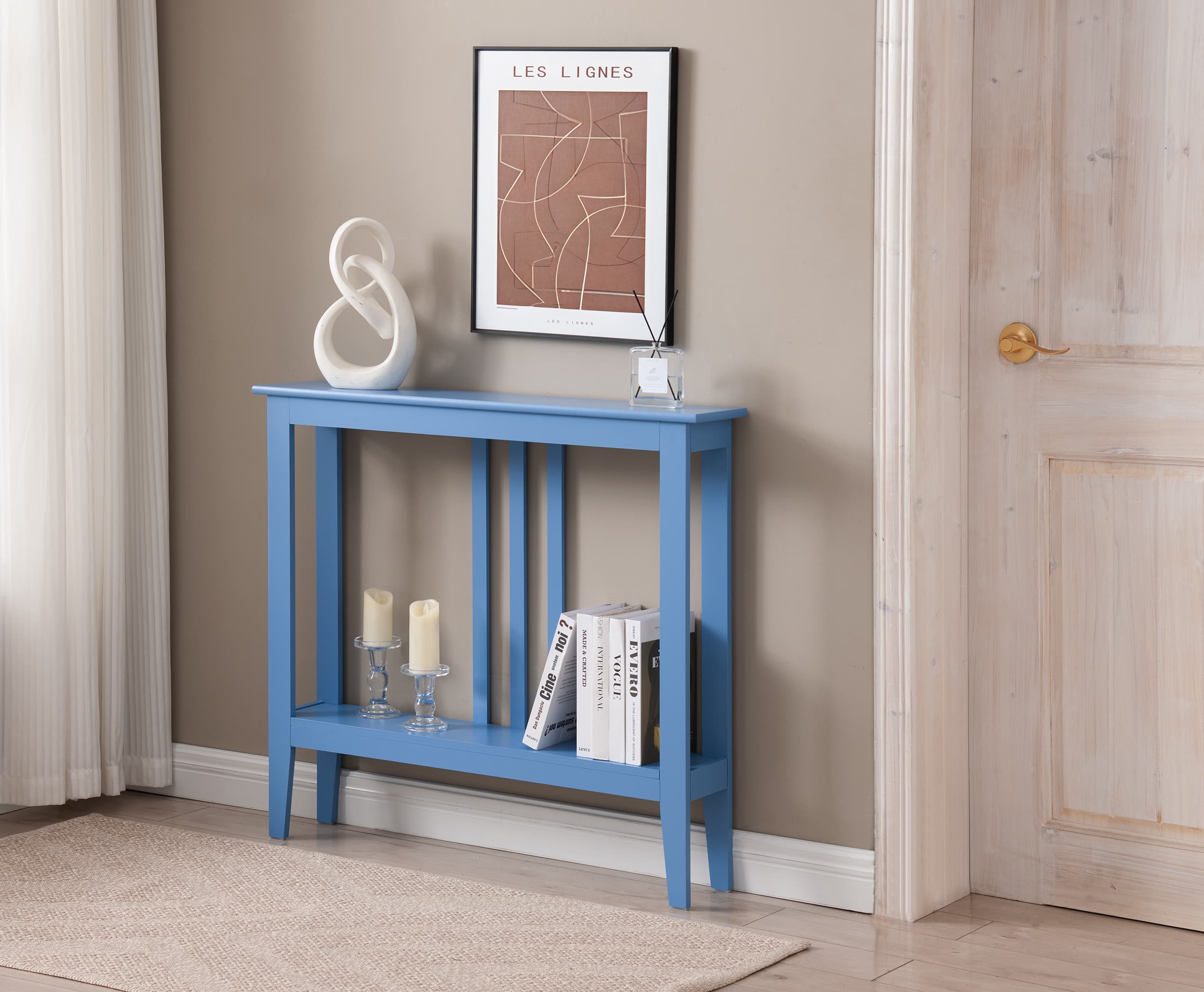 Kings Brand Furniture - Entryway Table - Narrow Console Table - Console Table with Storage - Bright Blue