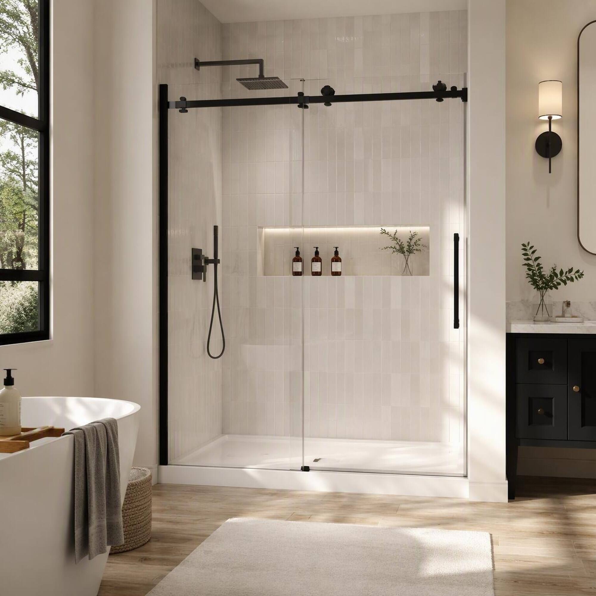 RYHNUYNE Frameless Shower Door 56 60