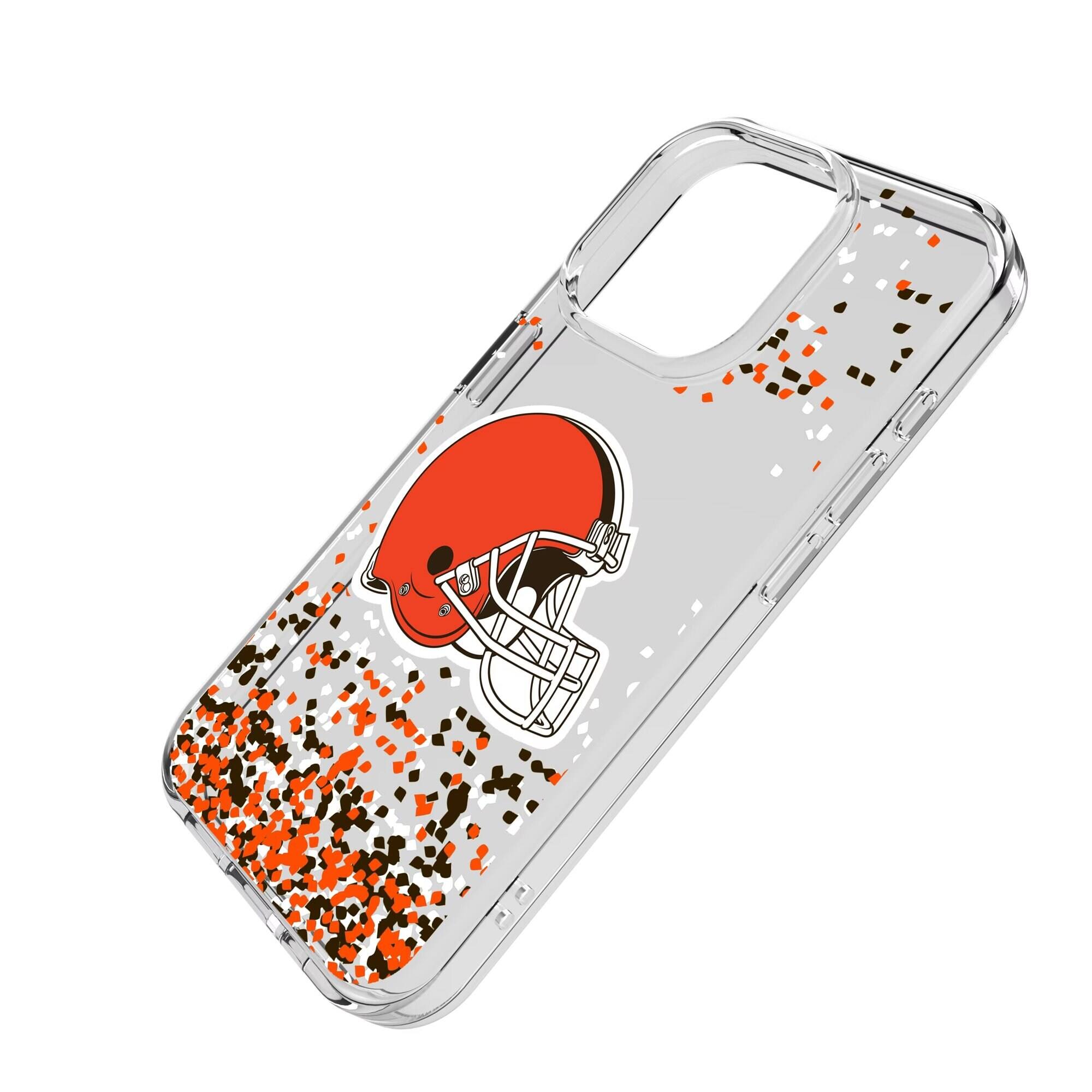 Alt View 1. Keyscaper - Cleveland Browns iPhone Clear Case with Confetti Design - 14 Plus - Multicolor.