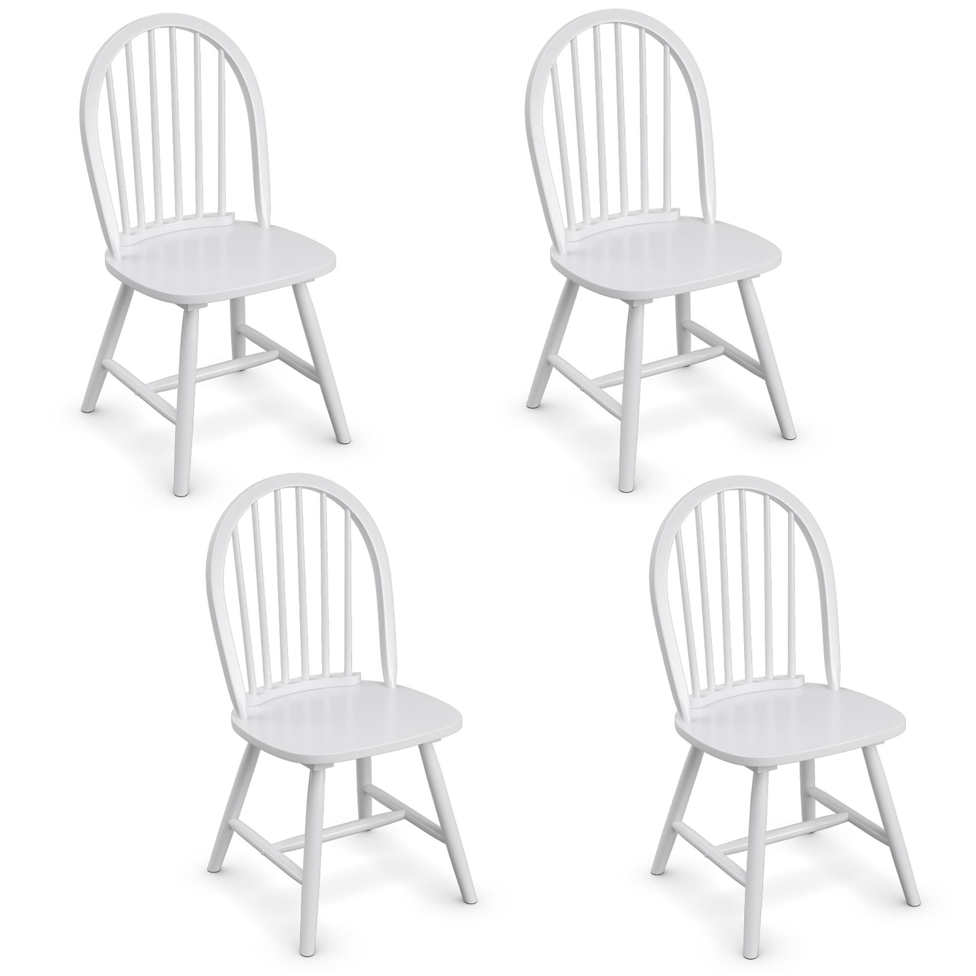 Alt View 5. Costway - Set of 4 Vintage Windsor Dining Side Chair Wood Spindleback Kitchen Room - White.