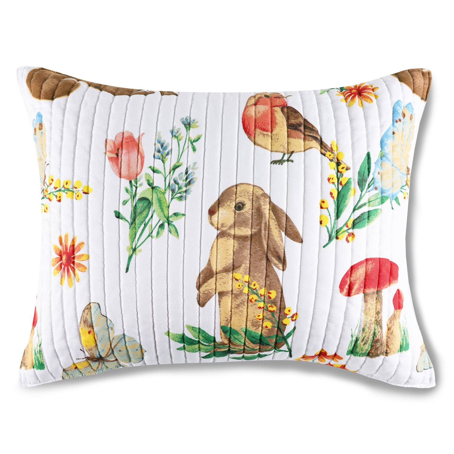 Left. Greenland Home Fashions - Greenland Home Fashions Willow 100% Microfiber Shell Pillow Sham Standard 20x26 White - White.