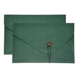 Unique Bargains - 2pcs Leather Folder, 14x10" Leather Document Holder PU Pouch Bag Portfolio Organizer Waterproof for Office Men - Green