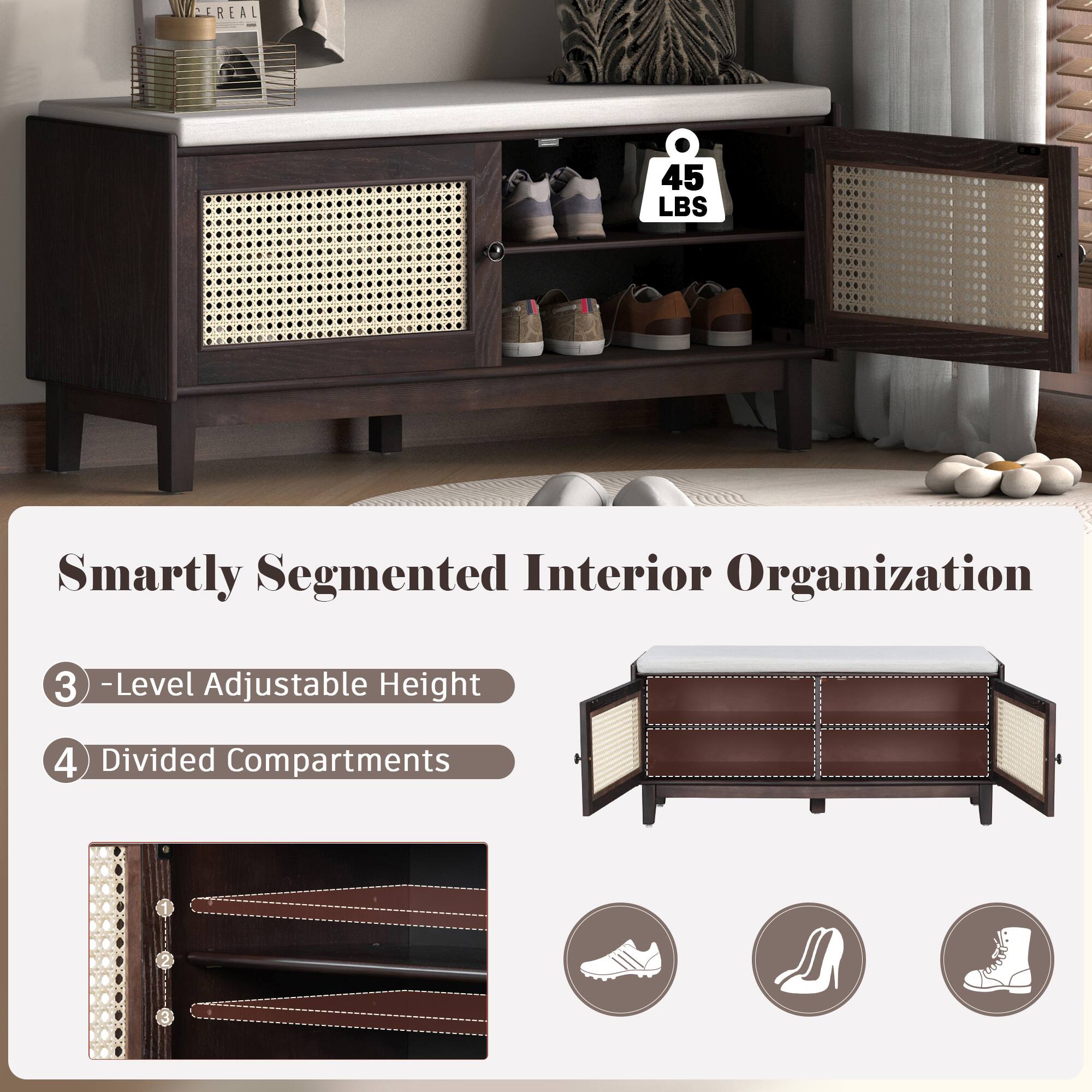 M CREAL 45 LBS Smartly Segmented Interior Organization 3 -Level Adjustable Height 4 Divided Compartments