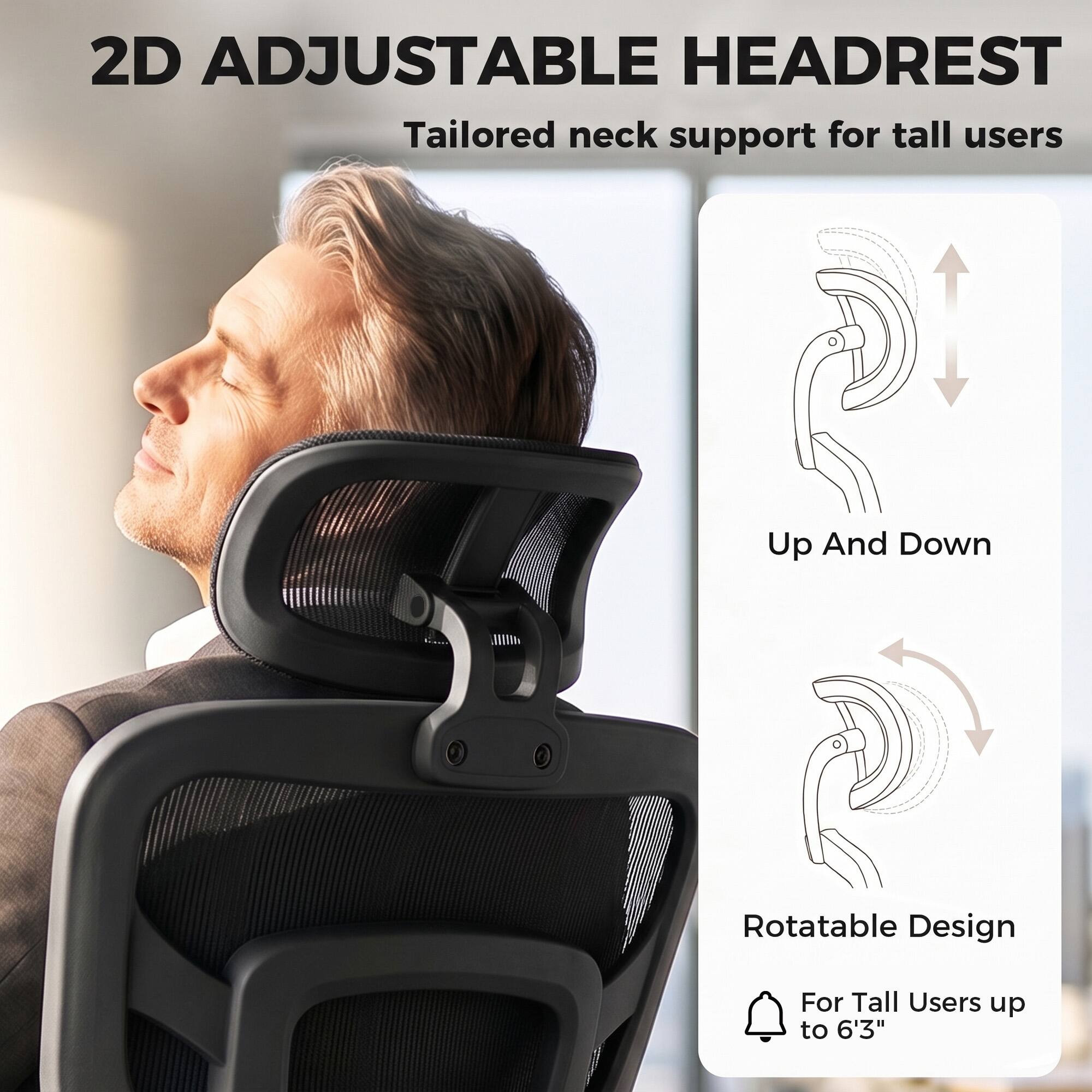 Homcom Office Chair with Lumbar Support, 2D Headrest, Mesh Reclining ...