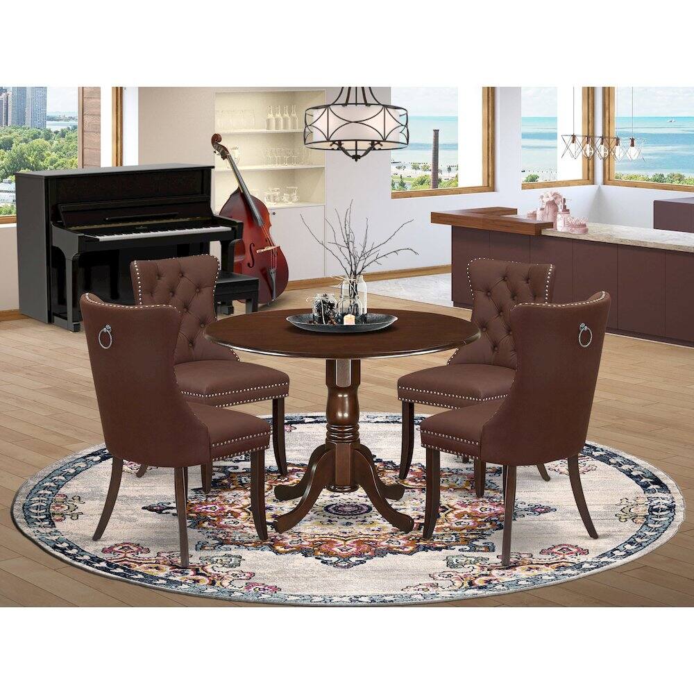 Alt View 8. East West Furniture - 5 Piece Kitchen Table & Chairs Set - Red.