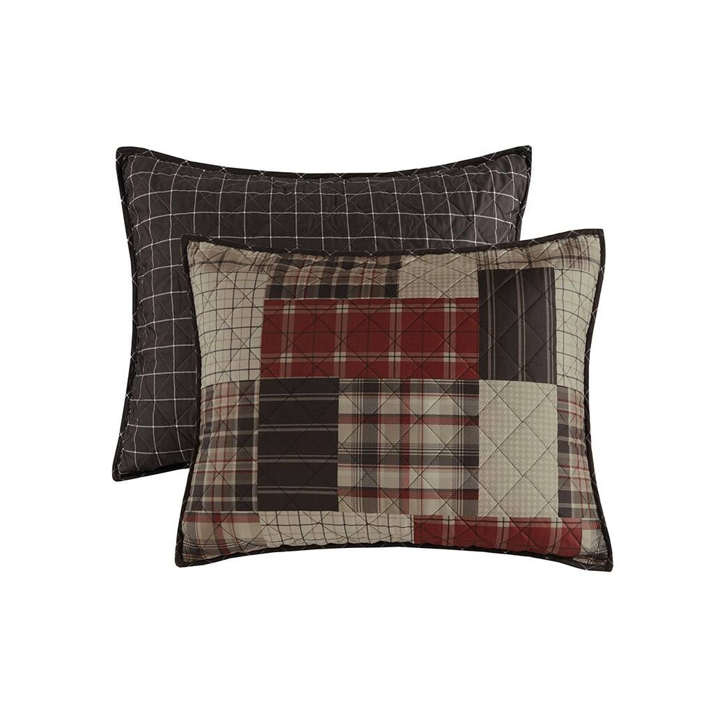 Alt View 4. Gracie Mills - Gracie Mills Otha 3 Peice Plaid Reversible Quilt Set - Red/Black.