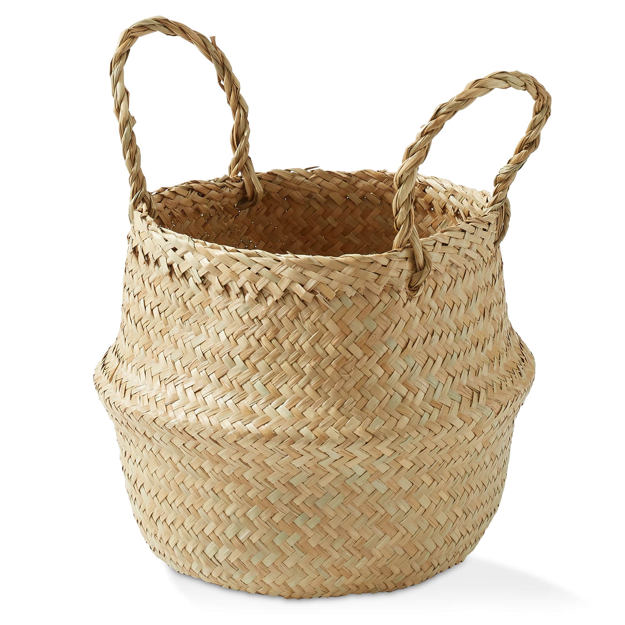 Casafield - Seagrass Belly Basket Planters - Woven Storage Bin Plant Pot Covers - Natural