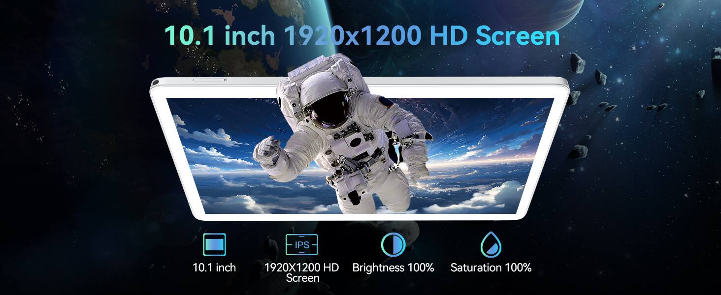 10.1 inch 1920x1200 HD Screen  
IPS  
Brightness 100%  
Saturation 100%