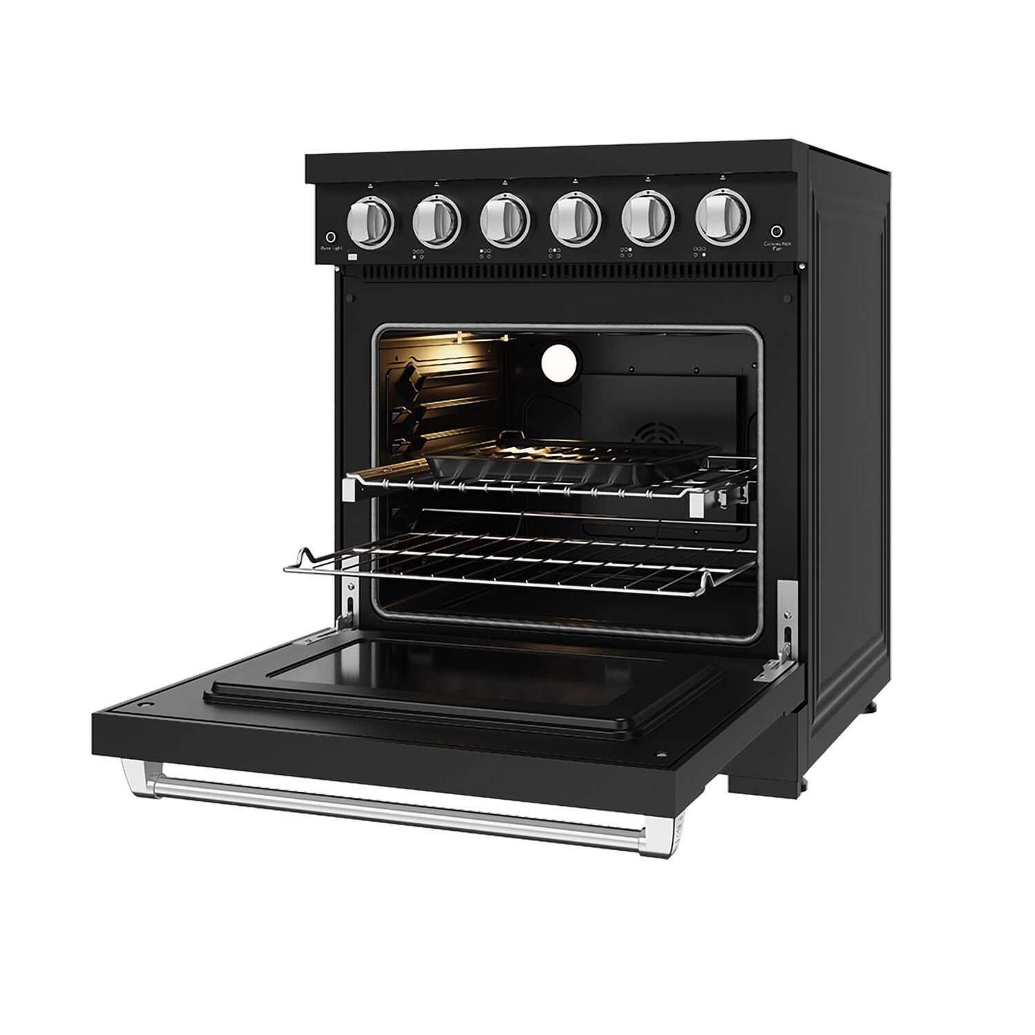 Alt View 2. Thor Kitchen - Gordon Ramsay Series by Thor Kitchen 4.55 Cu. Ft Freestanding Electric Range with Stainless Steel Hardware - Matte Black.