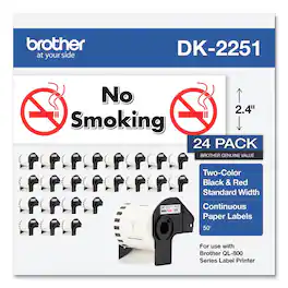 Brother - DK225124PK 2.44 in. x 50 ft. Continuous Paper Label Tape - (24/Pack) - White