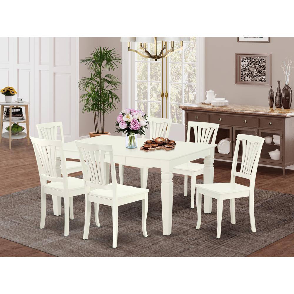Left. East West Furniture - Dining Room Set Linen White - Brown.