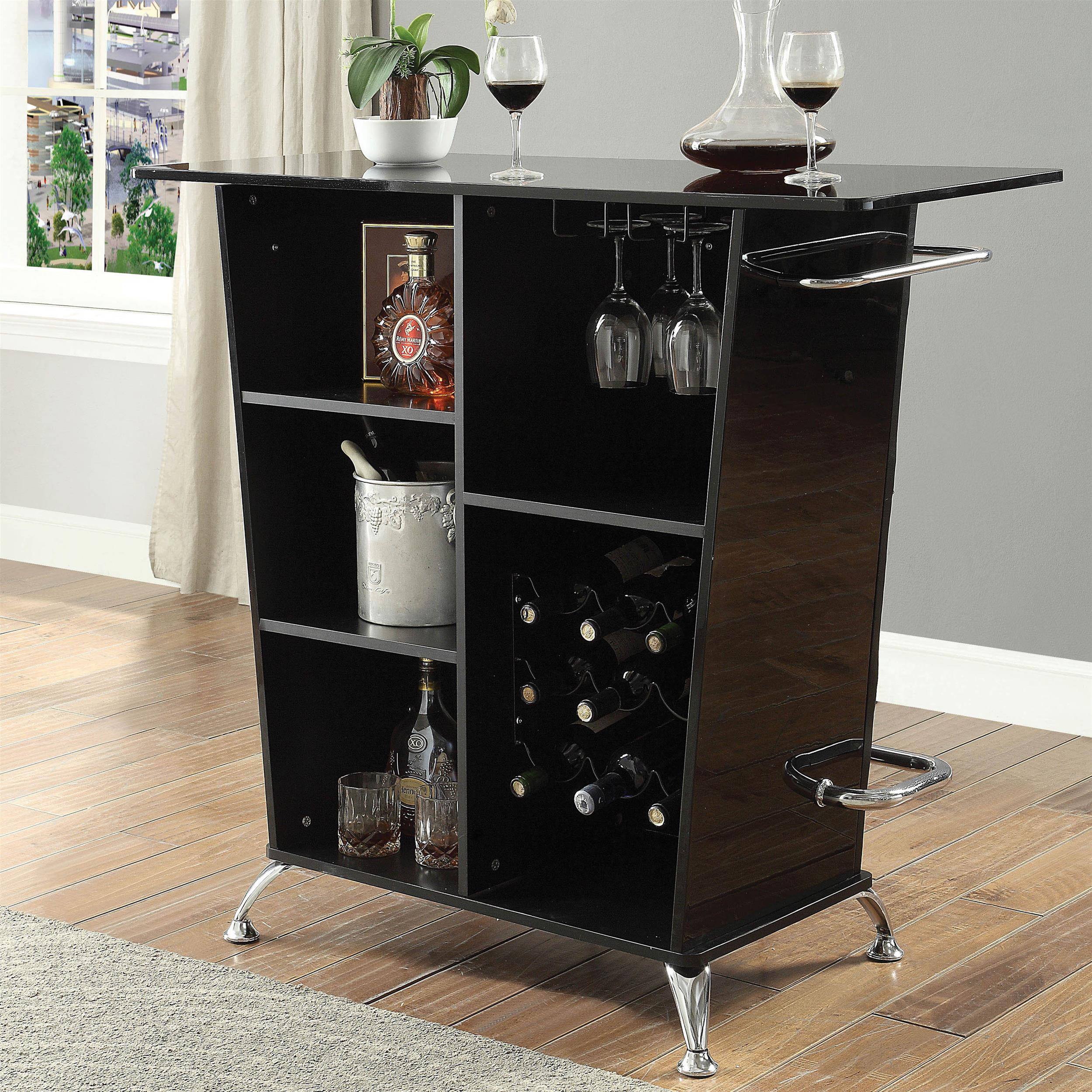 Alt View 2. Furniture of America - Perii Contemporary Faux Leather Tufted Bar Table - Black.