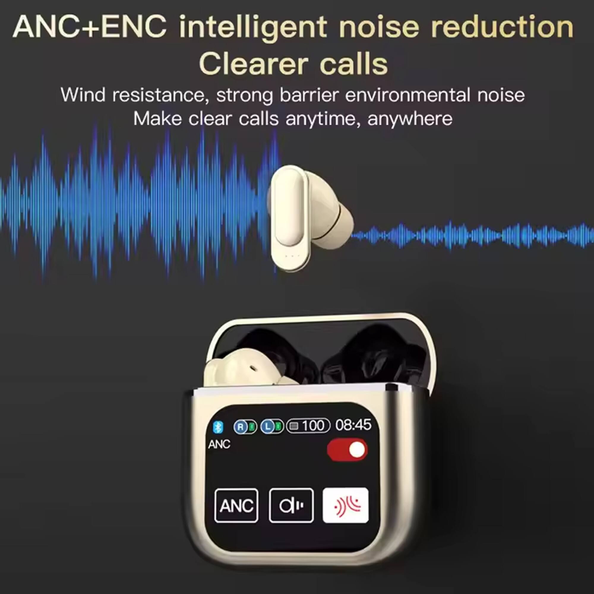 ANC+ENC intelligent noise reduction  
Clearer calls  

Wind resistance, strong barrier environmental noise  
Make clear calls anytime, anywhere