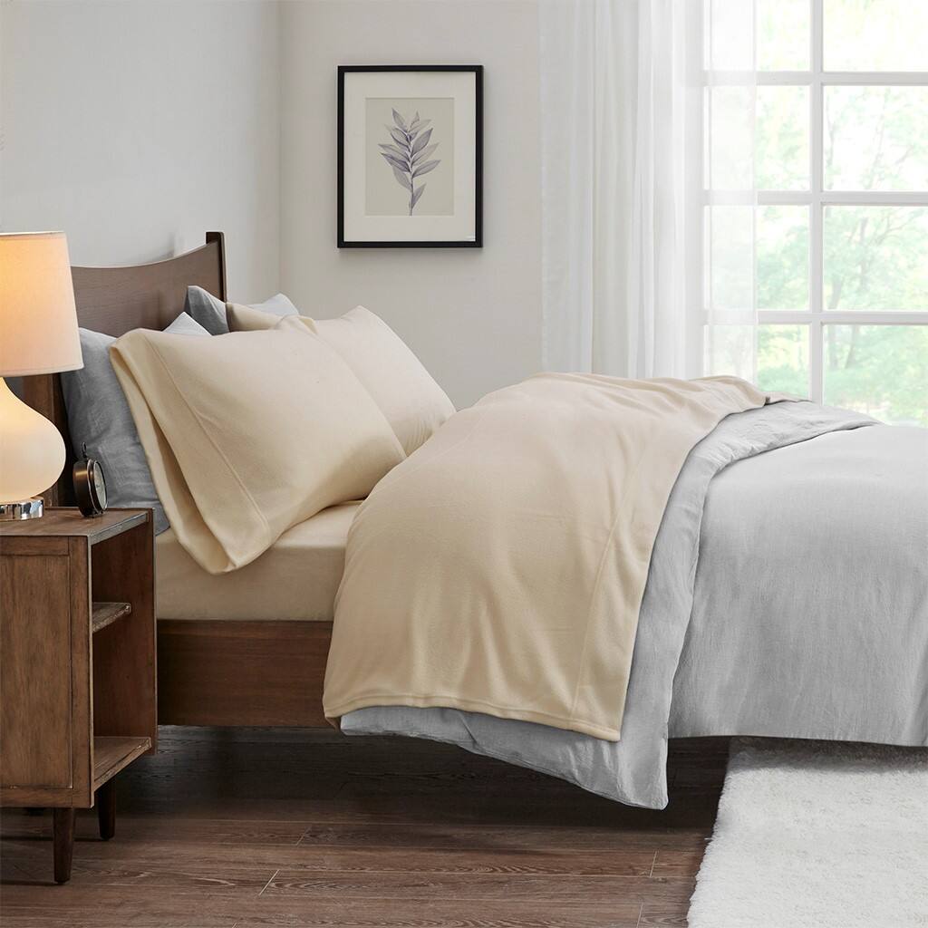 Alt View 1. Gracie Mills - Gracie Mills Lenora Microfleece Cozy Sheet Set - Khaki.