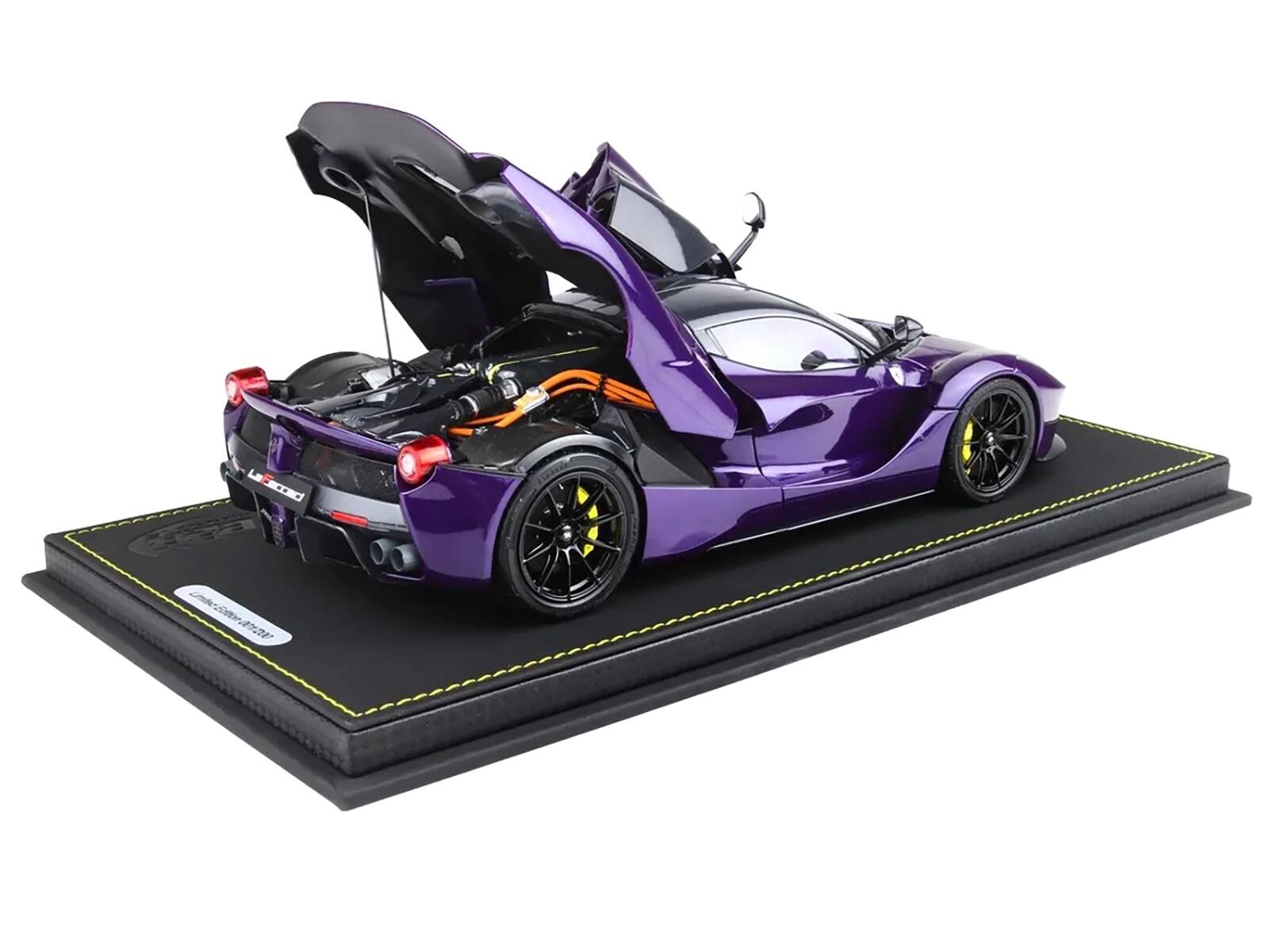 Alt View 6. BBR - 2012 Ferrari LaFerrari Purple Dubai Metallic (Viola Vio) with Black Top With Display Case Ltd Ed 1/18 Model Car by BBR.