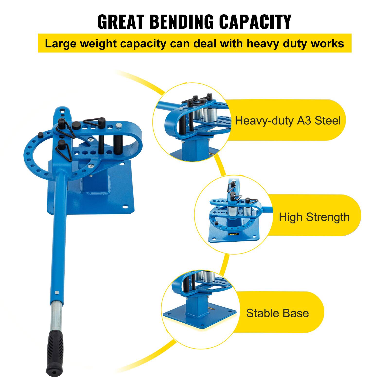 GREAT BENDING CAPACITY  
Large weight capacity can deal with heavy-duty works  
Heavy-duty A3 Steel  
High Strength  
Stable Base