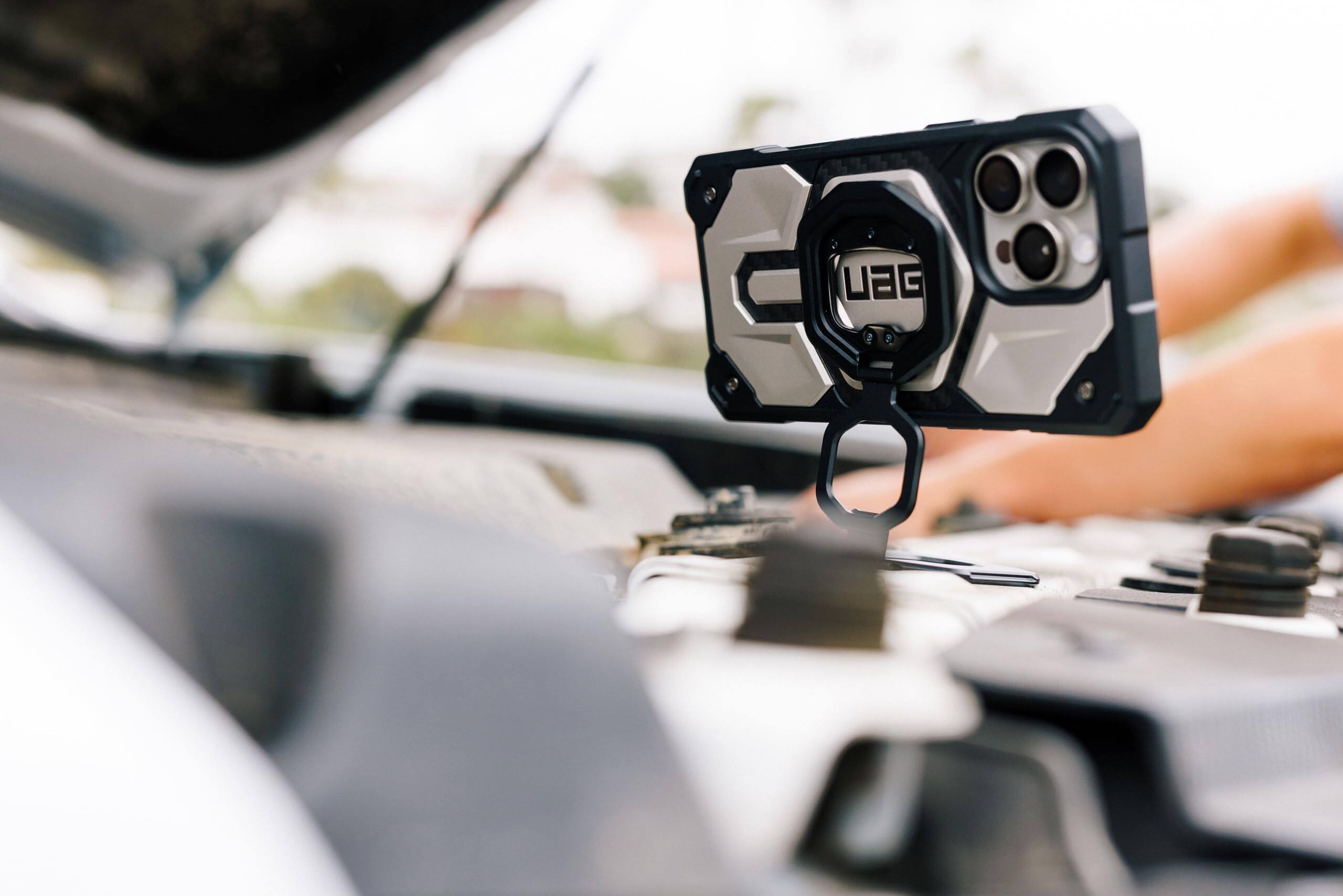 Alt View 1. UAG - Magnetic Ring Stand with Built-in Bottle Opener, Universal MagSafe Phone Grip & Stand - Burnt Orange.