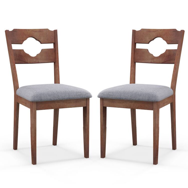 Front. SlickBlue - 2-Piece Kitchen Dining Chairs with Fabric Upholstery, Padded Seat, and High Back - Brown, Grey.