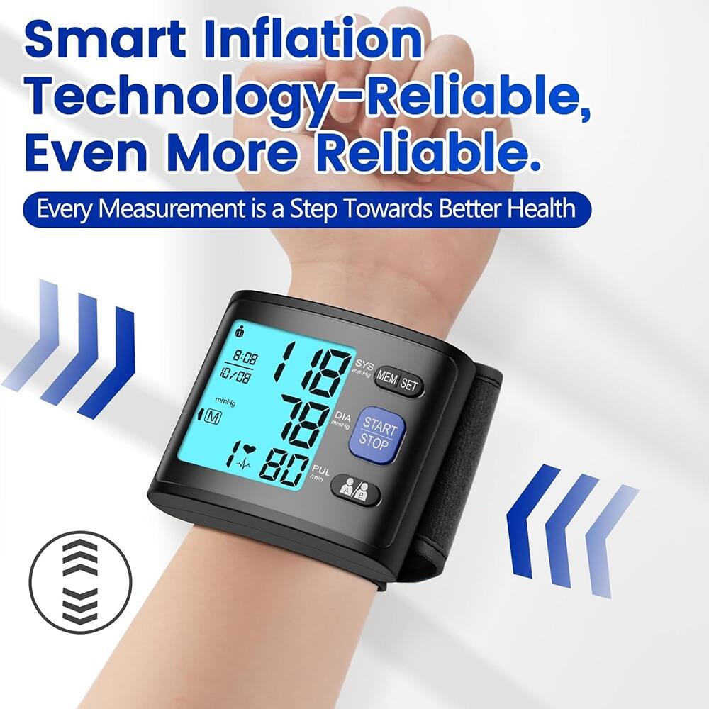 Smart Inflation Technology—Reliable, Even More Reliable.  
Every Measurement is a Step Towards Better Health  

118 mmHg  
78 mmHg  
80 PUL  
10/08  
8:08  
MEM SET  
START STOP