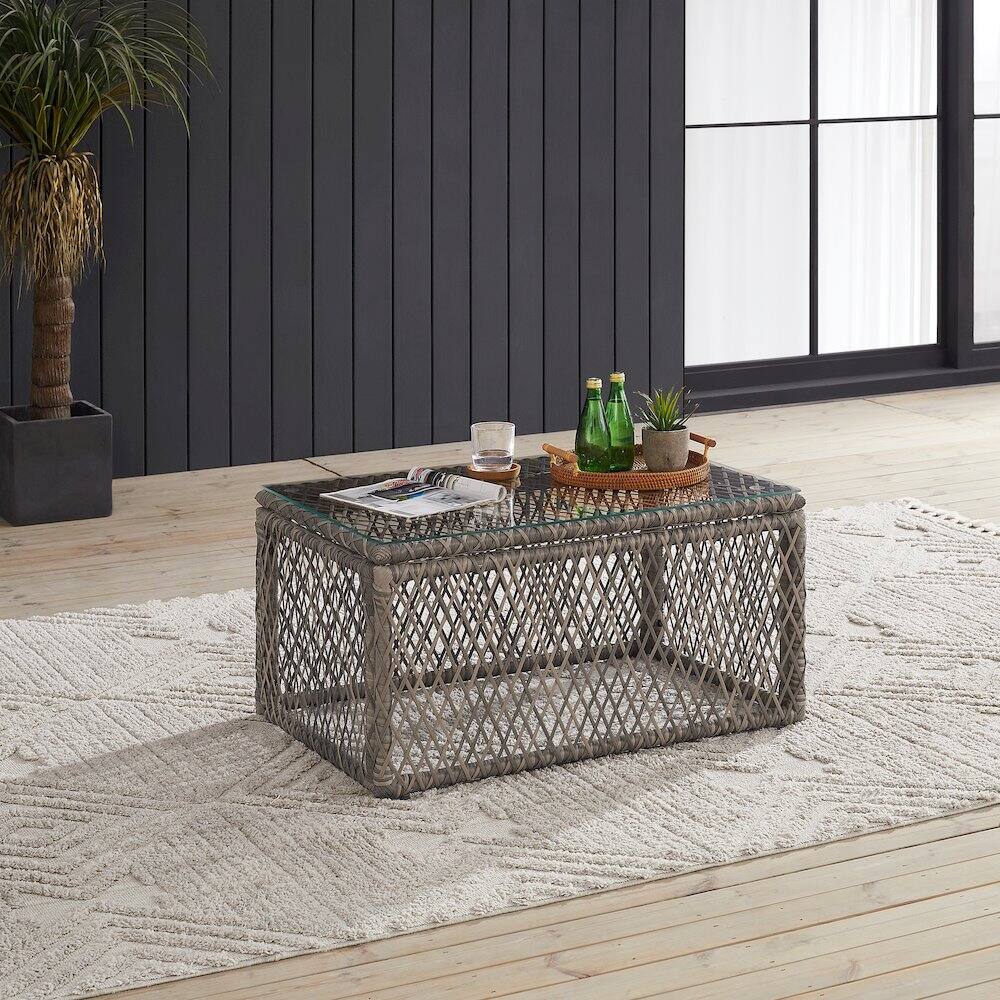 Alt View 4. Crosley Furniture - Granite Bay Wicker Outdoor Coffee Table - Brown.