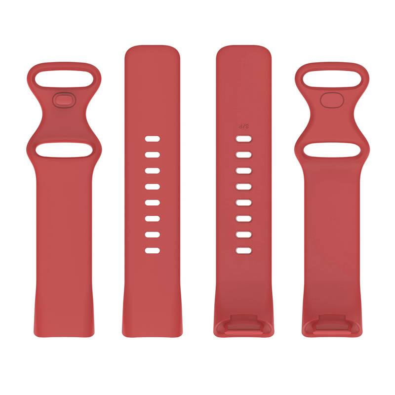Left. StrapsCo - Active Band Silicone Rubber Watch Strap For Fitbit Charge 6 (Short-Medium) - Red.