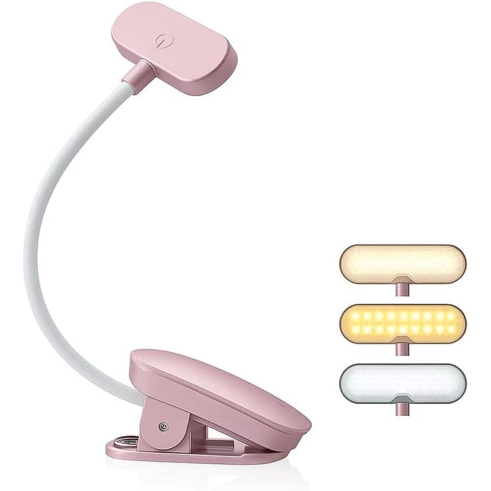 Schertz - Rechargeable 14-LED Reading Light for Bed – Adjustable 3-Color Temperature Clip-On Book Lamp with Stepless Dimming, 80-H