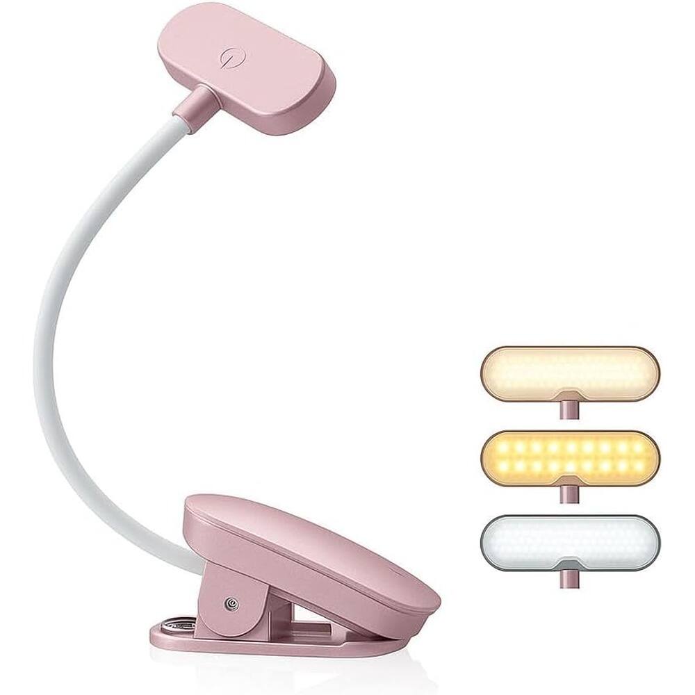 Front. Schertz - Rechargeable 14-LED Reading Light for Bed – Adjustable 3-Color Temperature Clip-On Book Lamp with Stepless Dimming, 80-H.