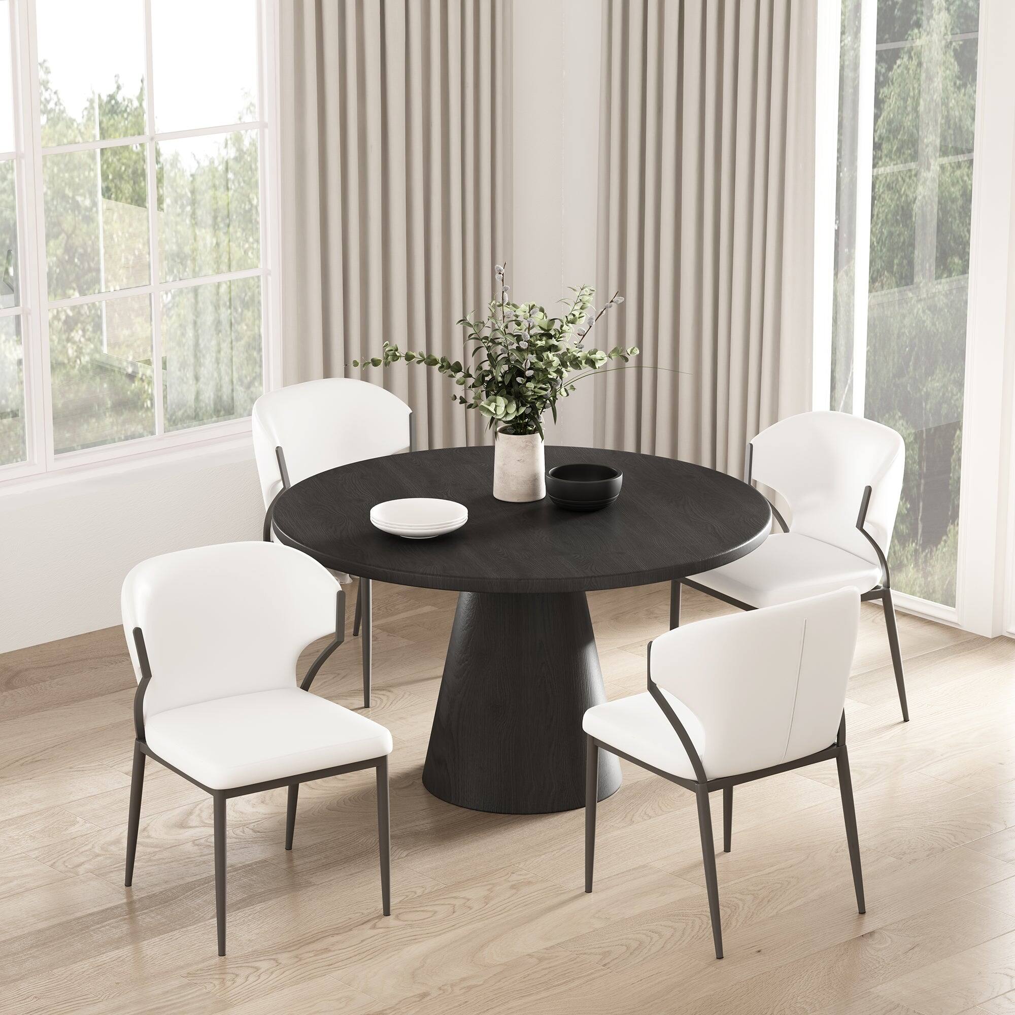 Angle. Manhattan Comfort - Kirsten Modern Metal Vegan Leather Dining Chair - Set of 4 - White.