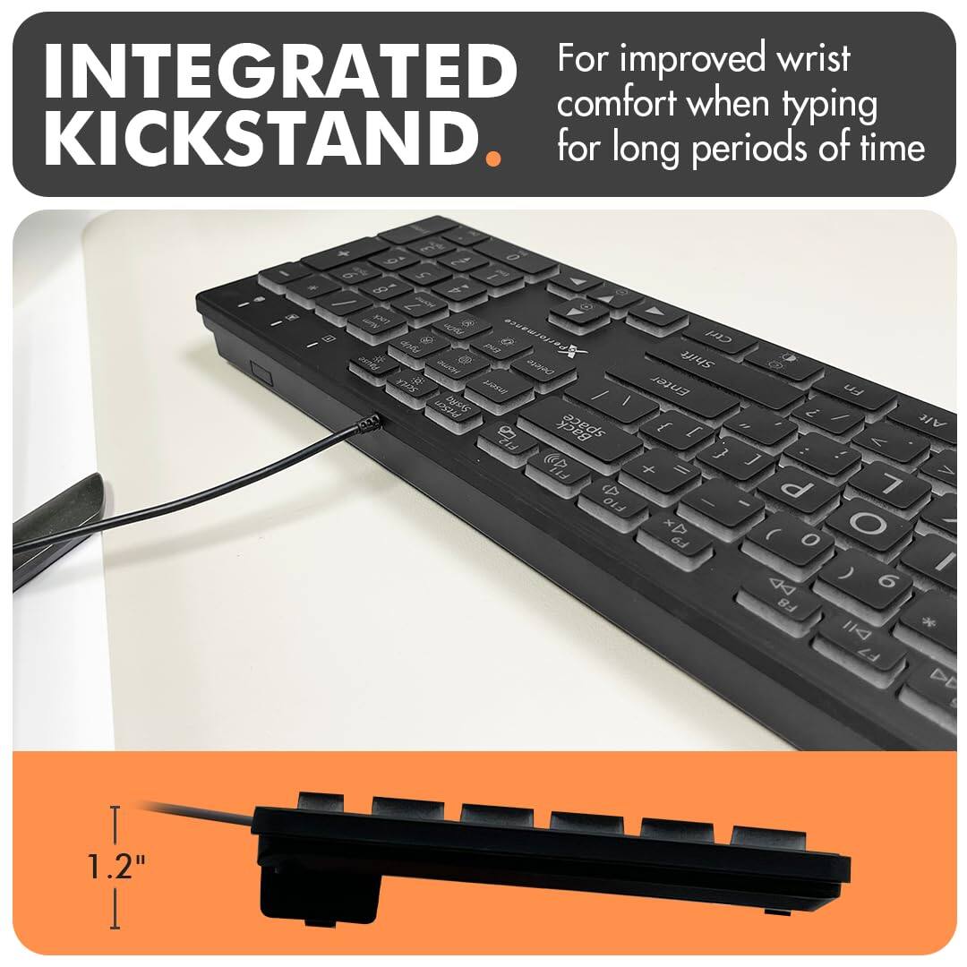 INTEGRATED KICKSTAND

For improved wrist comfort when typing for long periods of time

1.2"