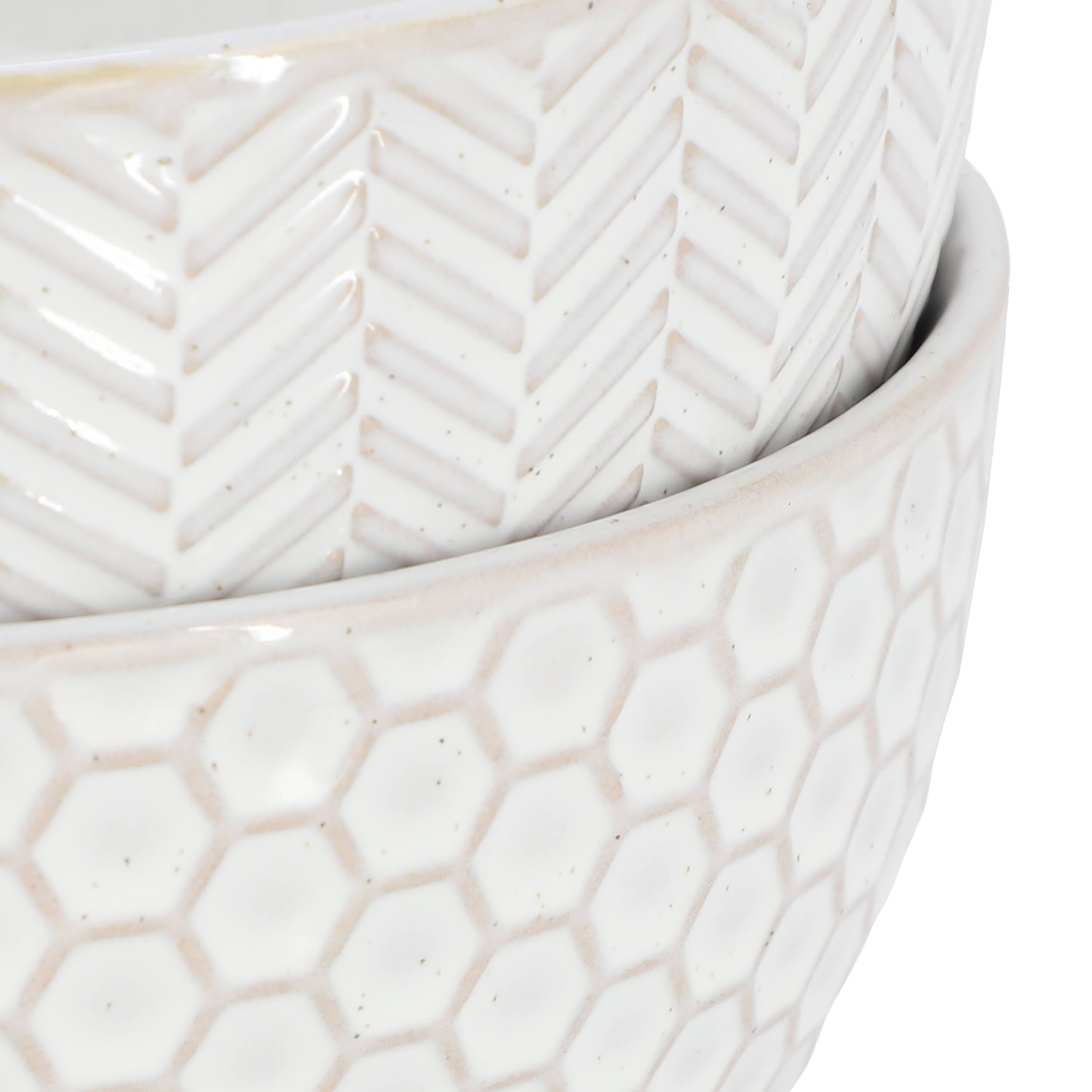 Alt View 4. Gibson - Gibson Elite Earlhart 2 Piece 6 Inch Ribbed Stoneware Cereal Bowl Set in White - White.