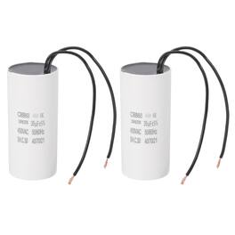 Unique Bargains - 2pcs 35uF CBB60 Running Capacitor, AC 450V 2 Wires 50/60Hz for Refrigerators, Washing Machines, Water Pumps - White