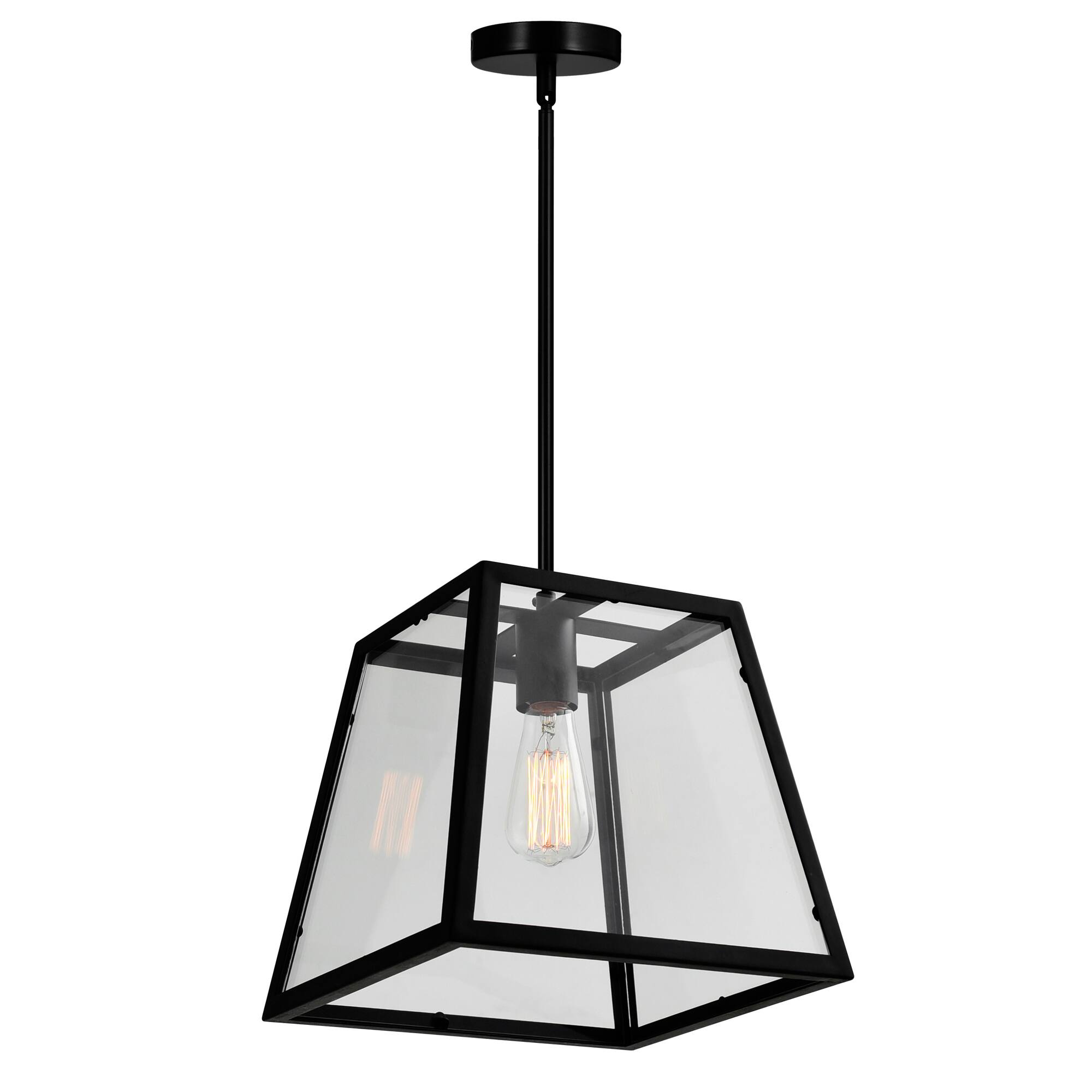 Left. CWI Lighting - Alyson 1 Light Down Mini Pendant With Black Finish - Black.