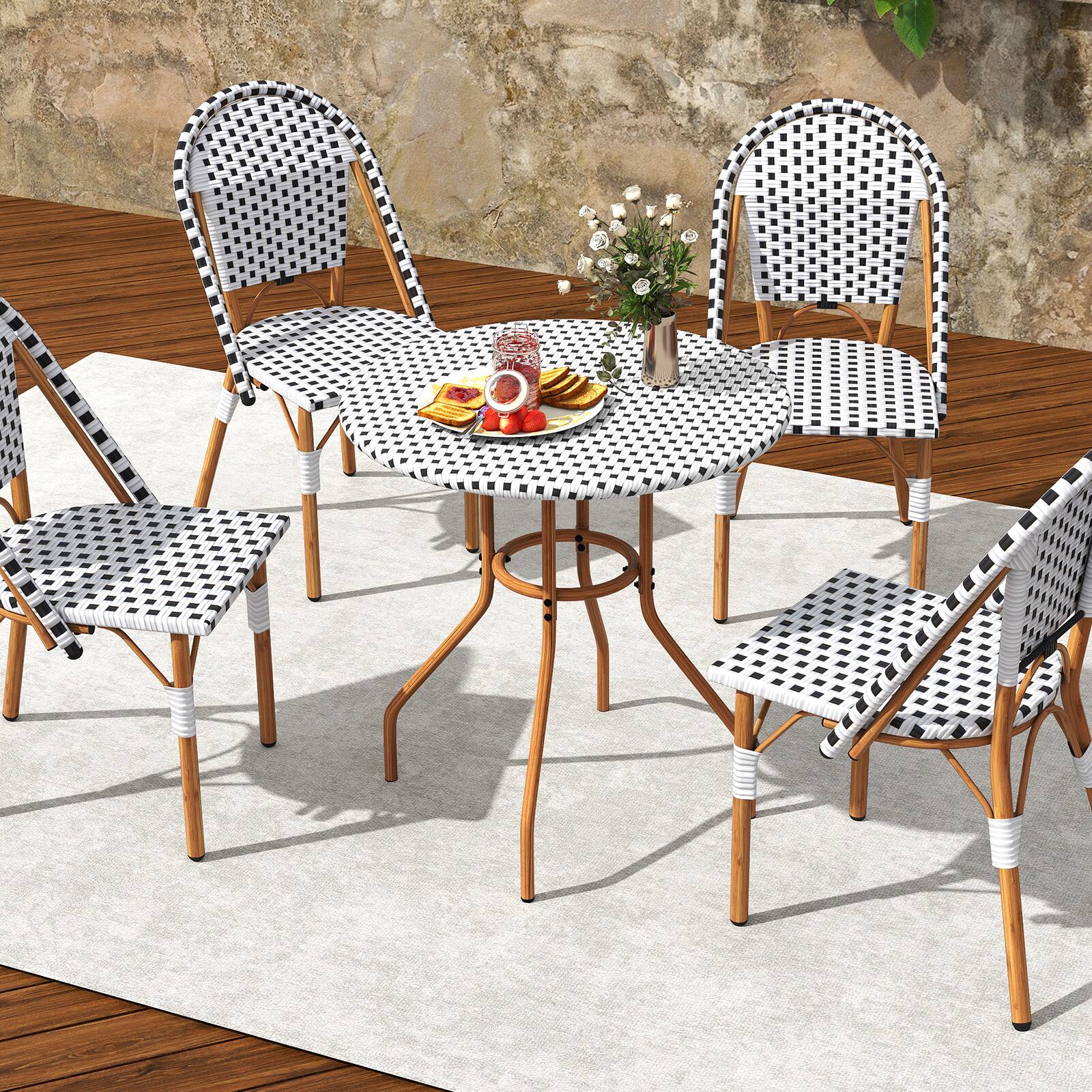 Alt View 5. Costway - Costway 27.5" Round Patio Table with Hand-Woven PE Rattan Tabletop and Metal Frame - Black,White,Natural.