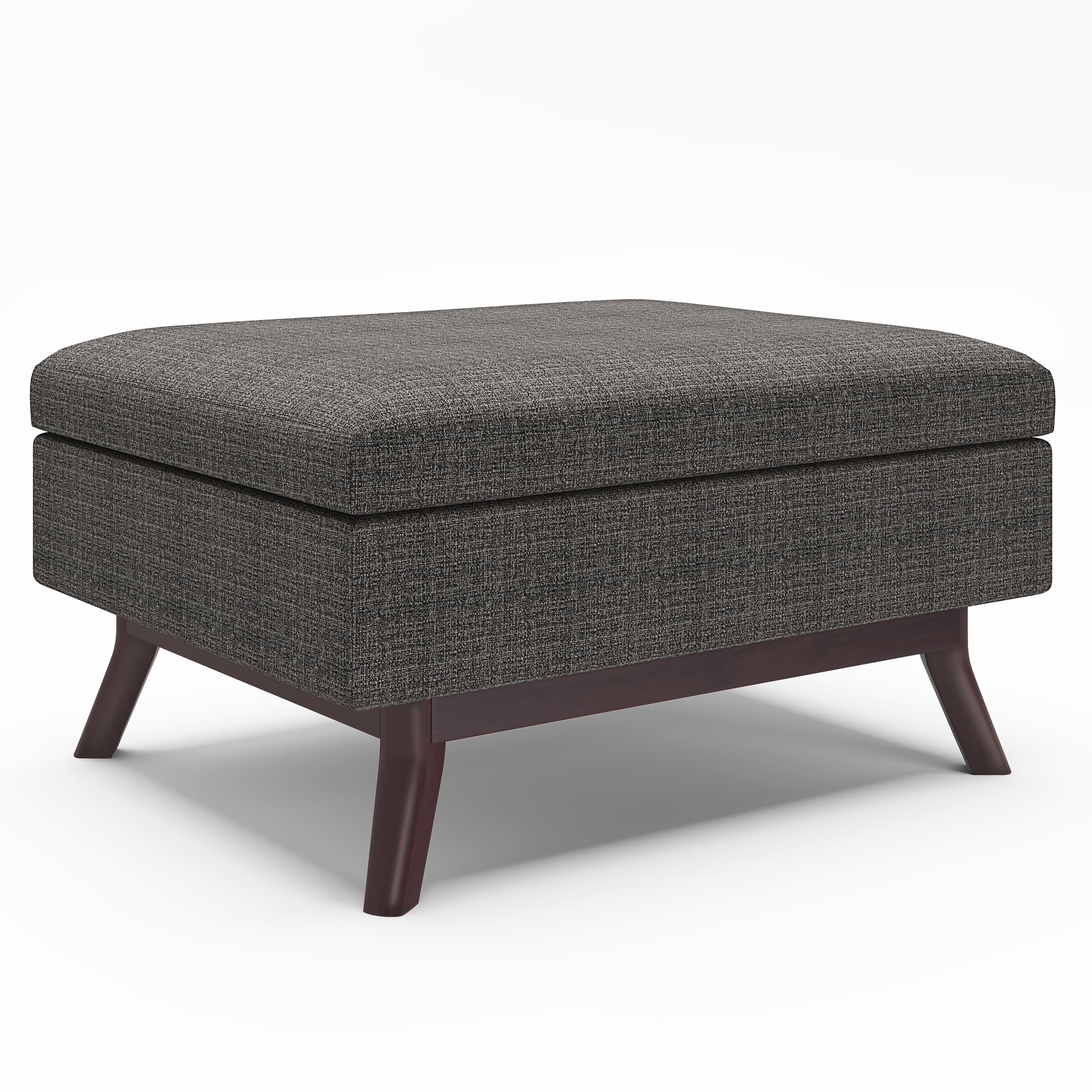 Tiramisubest - Solid Wood Coffee Table Storage Ottoman in Ebony Tweed with Safety Hinge - Gray