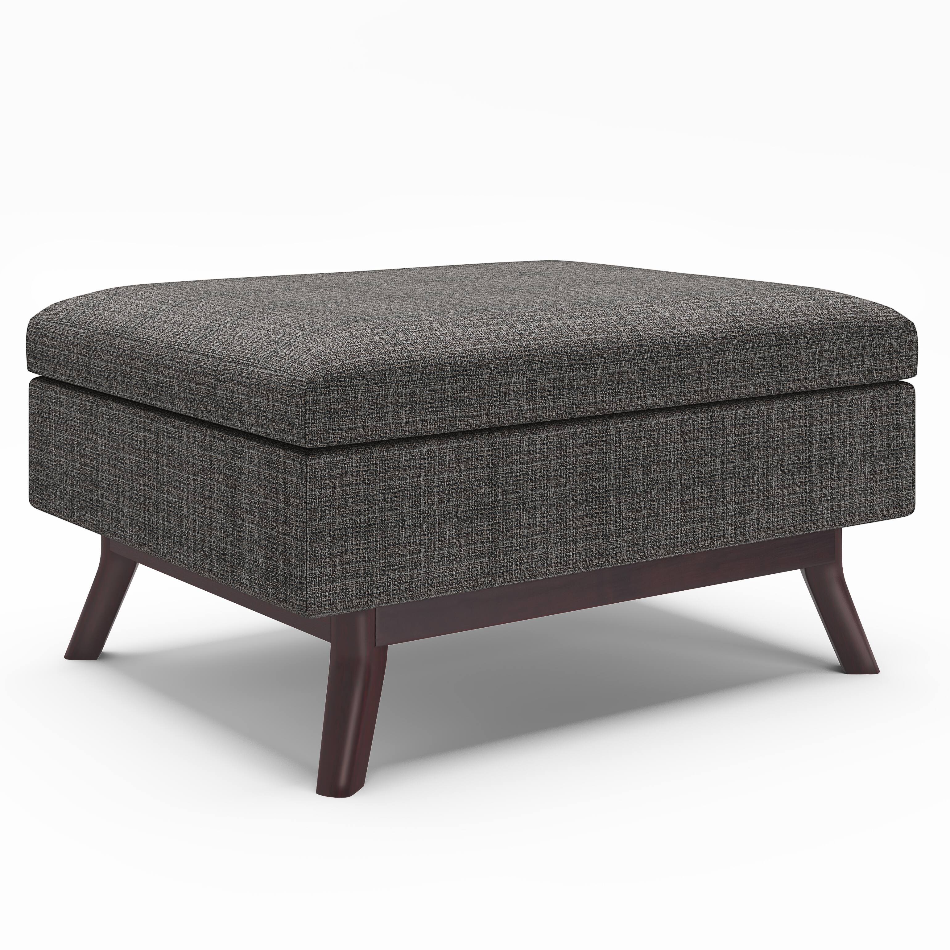 Tiramisubest - Solid Wood Coffee Table Storage Ottoman in Ebony Tweed with Safety Hinge - Gray