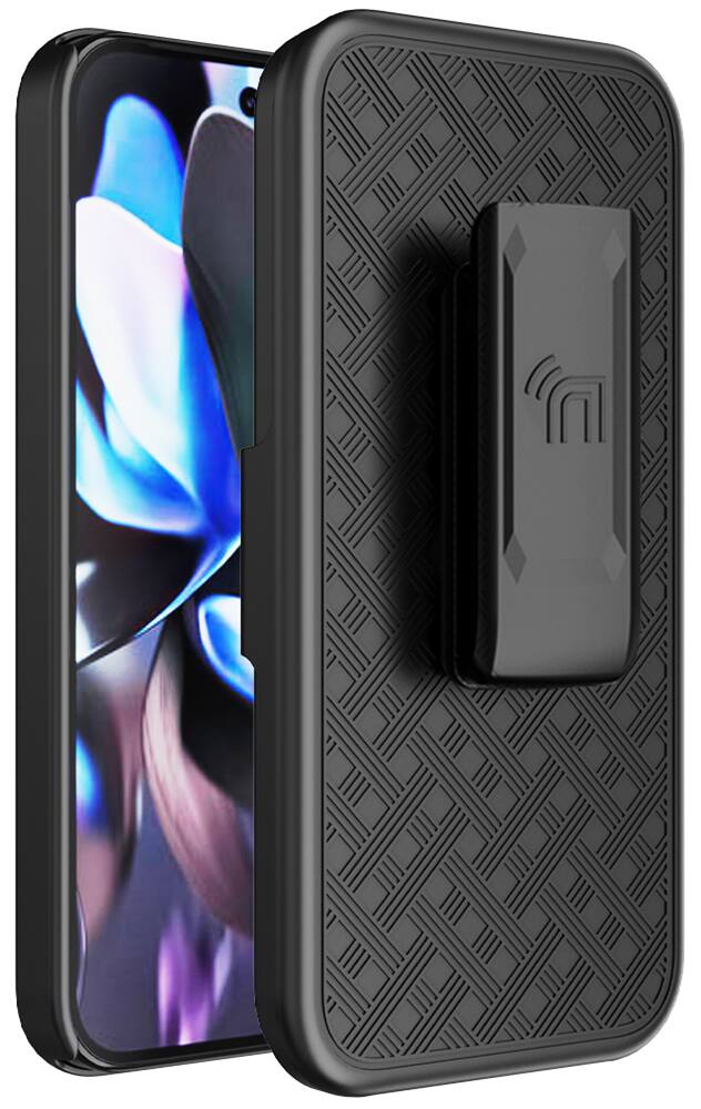 Alt View 9. Nakedcellphone - Combo for Pixel 10 / Pixel 10 Pro Phone - Slim Case with Stand and Belt Clip Holster - Black.